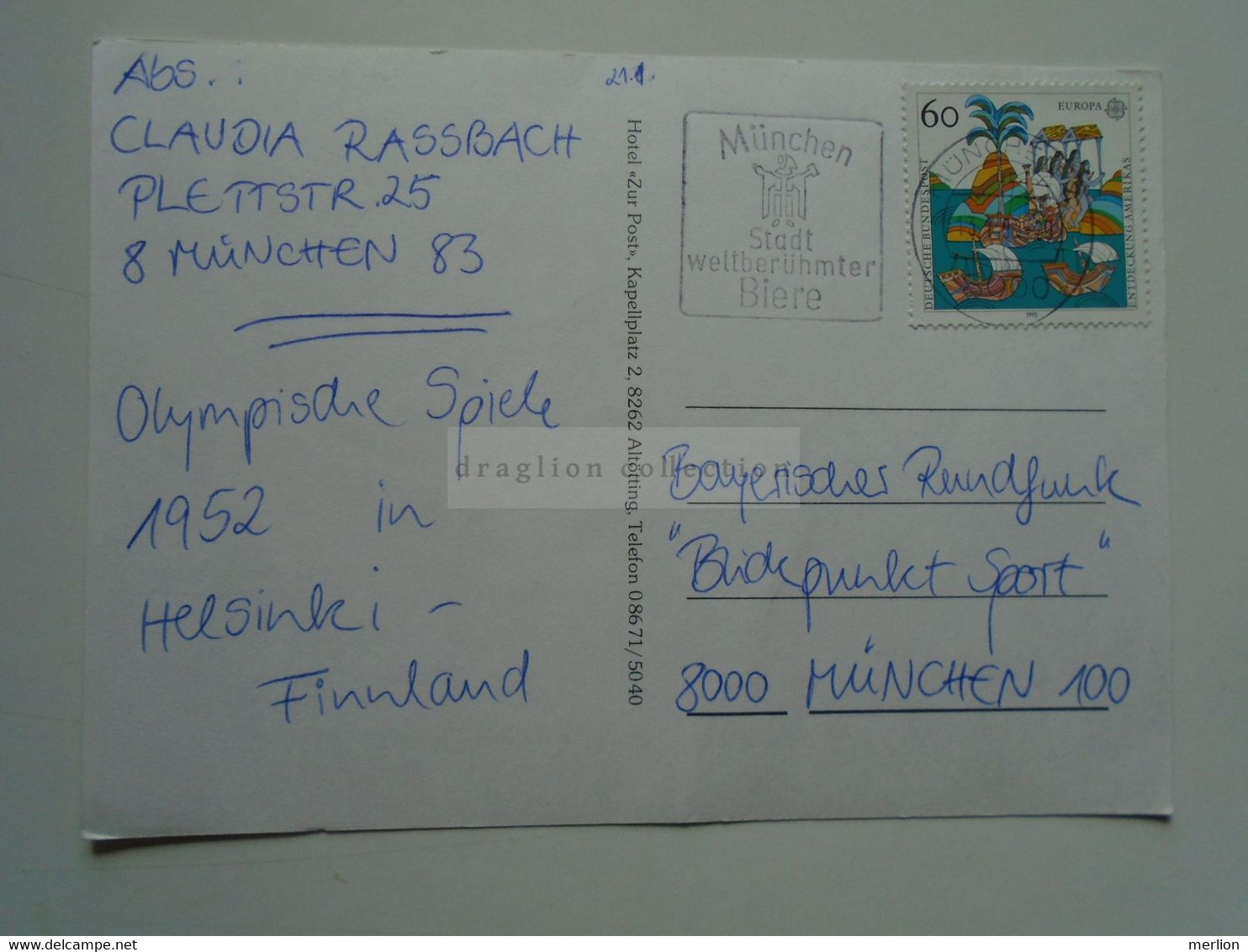 D187544       AK - CPM  Bayern  Gruss Aus Altötting  - Hotel Post  - Ca 1992 - Altoetting