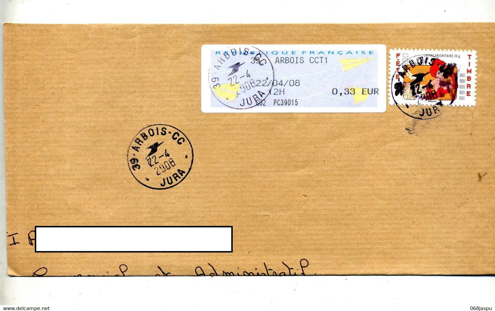 Fragment De Lettre Cachet Arbois Jura Sur Vignette Bureau  Fete Timbre - 2000 « Avions En Papier »