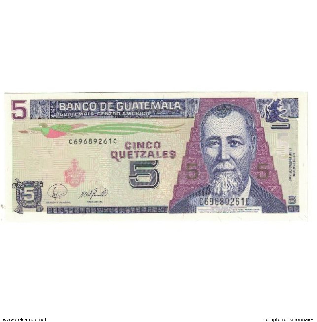 Billet, Guatemala, 5 Quetzales, 2007, 2007-1-17, KM:106c, NEUF - Guatemala