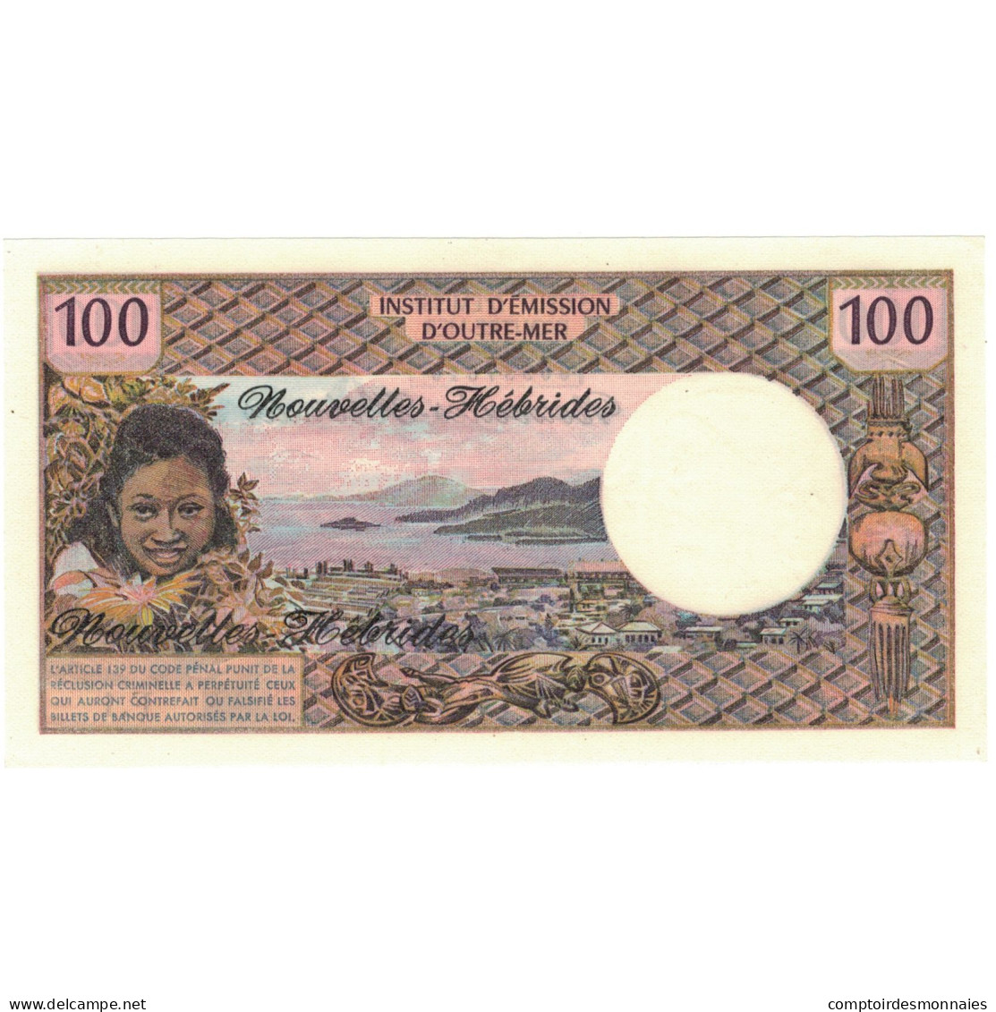 Billet, New Hebrides, 100 Francs, KM:18b, SPL - Vanuatu