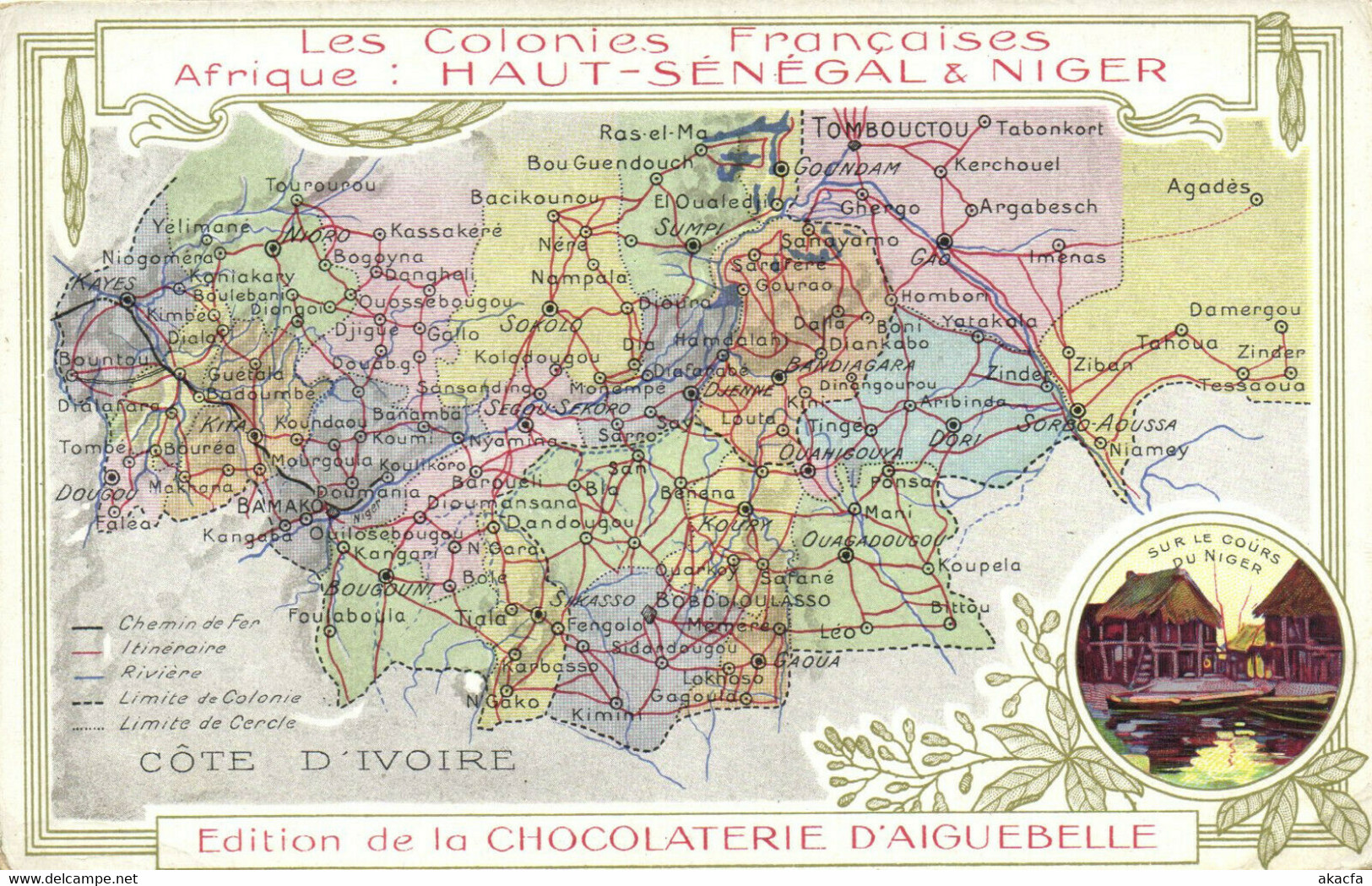 PC NIGER, MAP OF SEBEGAL & NIGER, Vintage Postcard (b33271) - Niger