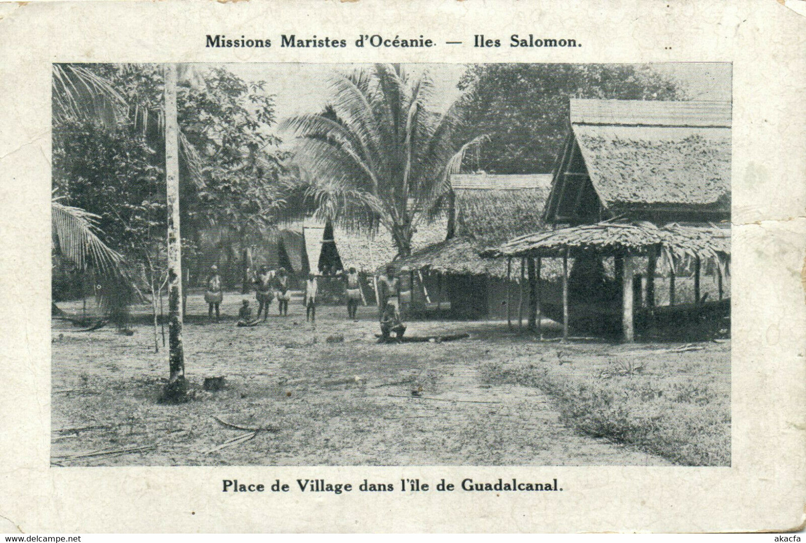 PC UK, SALOMON ISLANDS, GUADALCANAL, PLACE DE VILLAGE, Vintage Postcard (b33502) - Salomon