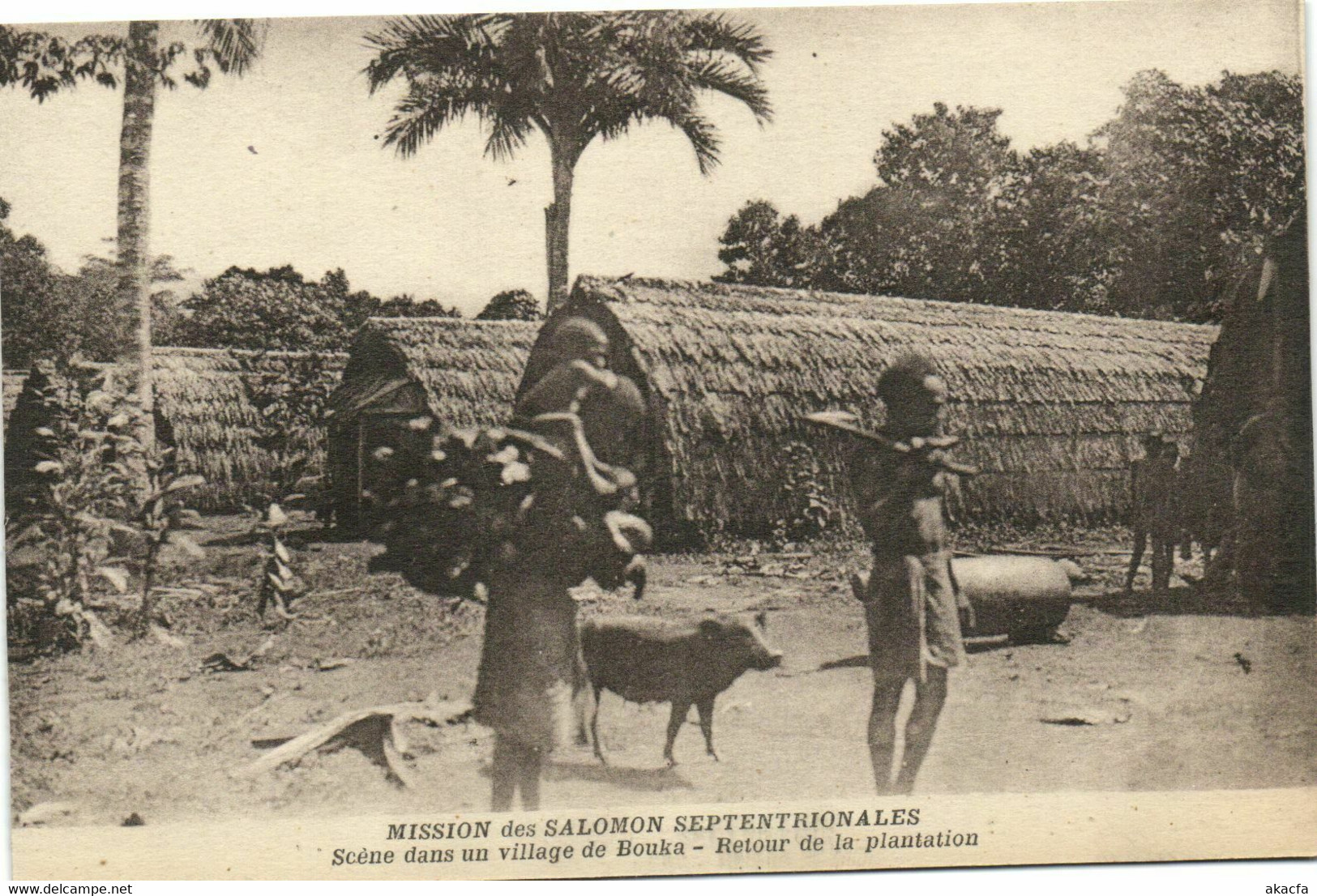 PC UK, SALOMON ISLANDS, VILLAGE DE BOUKA, Vintage Postcard (b33523) - Islas Salomon