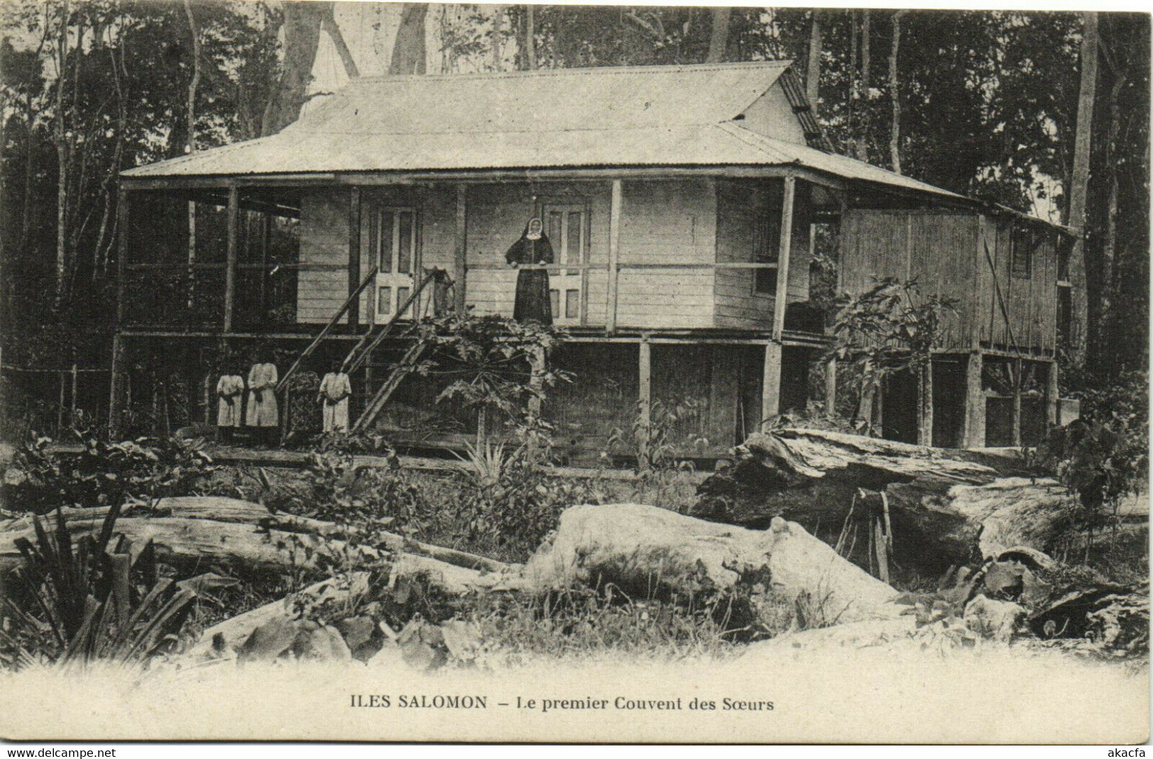 PC UK, SALOMON ISLANDS, LE PREMIER COUVENT, Vintage Postcard (b33542) - Solomon Islands