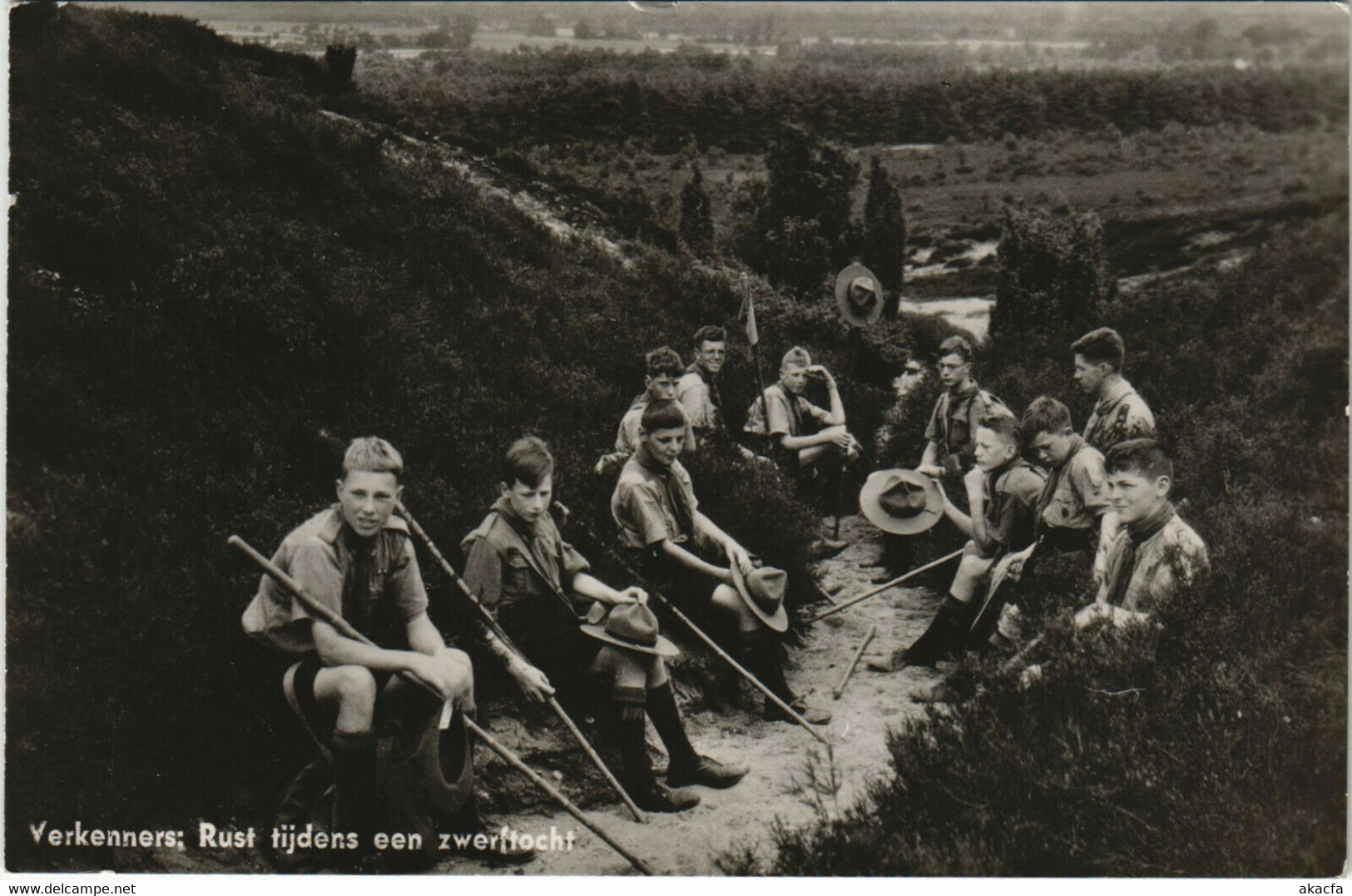 PC SCOUTING, VERKENNERS, RUST TIJDENS, Vintage REAL PHOTO Postcard (b34828) - Scoutisme