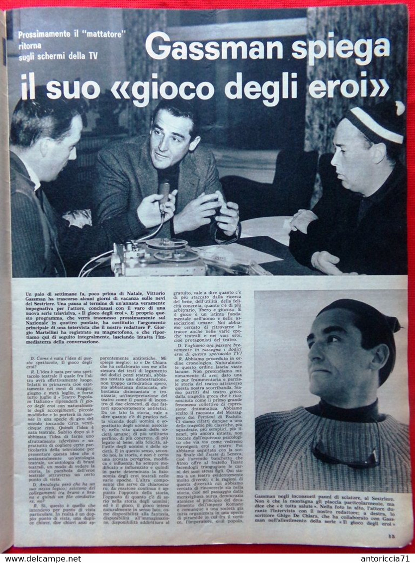 Radiocorriere TV Del 6 Gennaio 1963 Vallone Michelangeli Gassman Hostess Chèque - Télévision