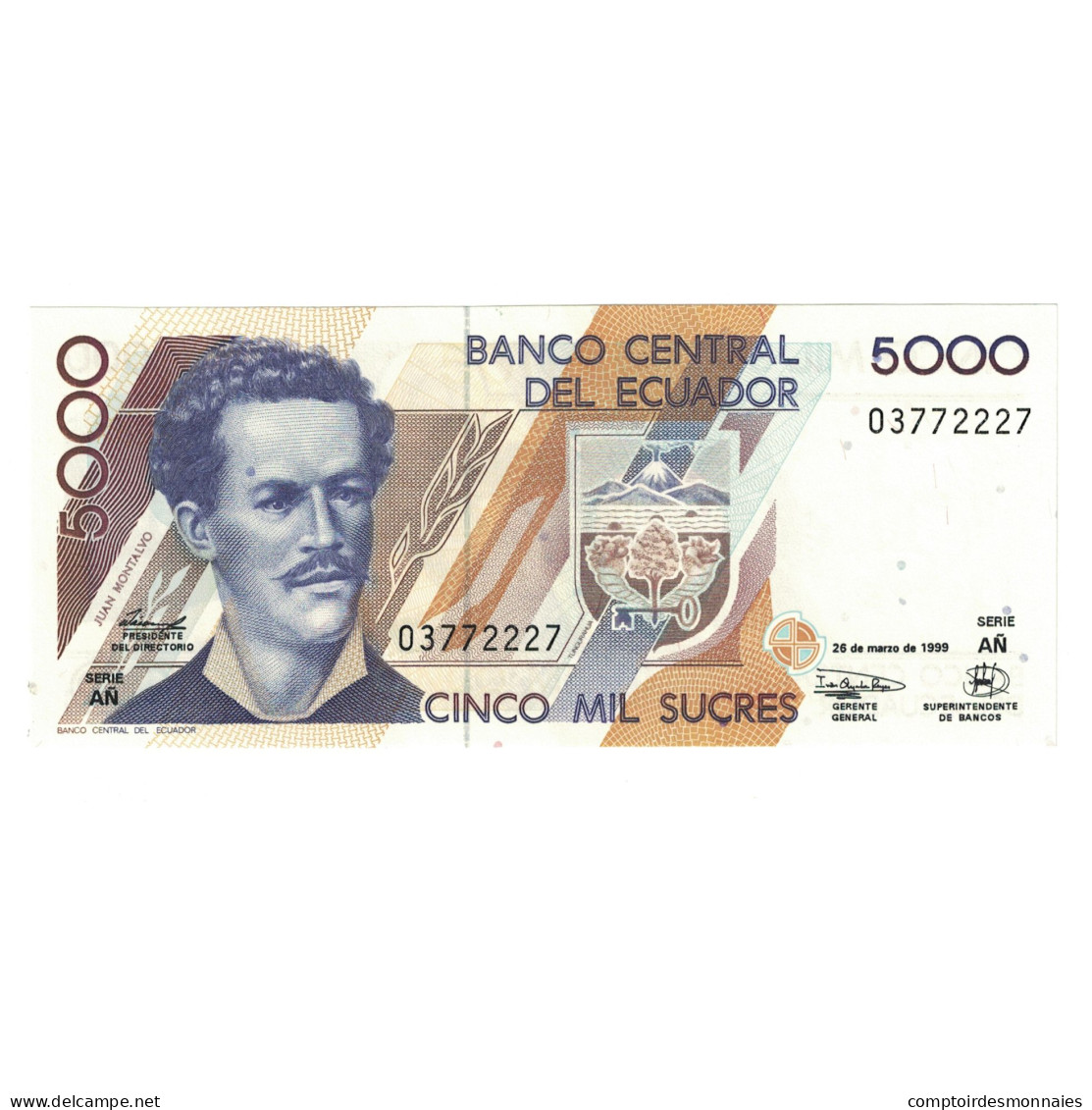 Billet, Équateur, 5000 Sucres, 1999, 1999-03-26, KM:128a, NEUF - Equateur
