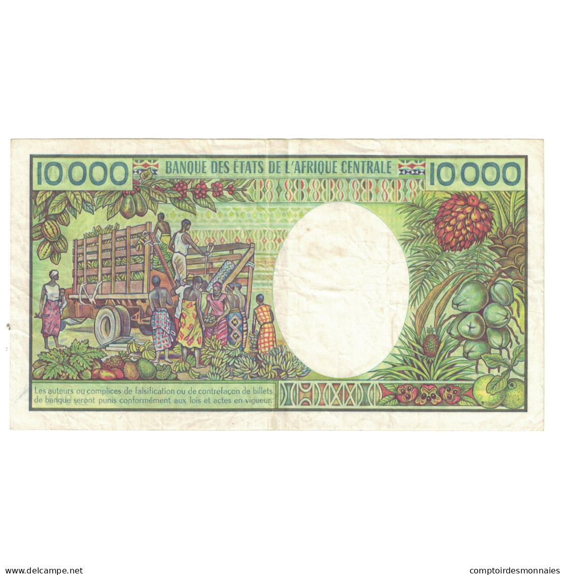 Billet, République Centrafricaine, 10,000 Francs, KM:13, TTB - Repubblica Centroafricana