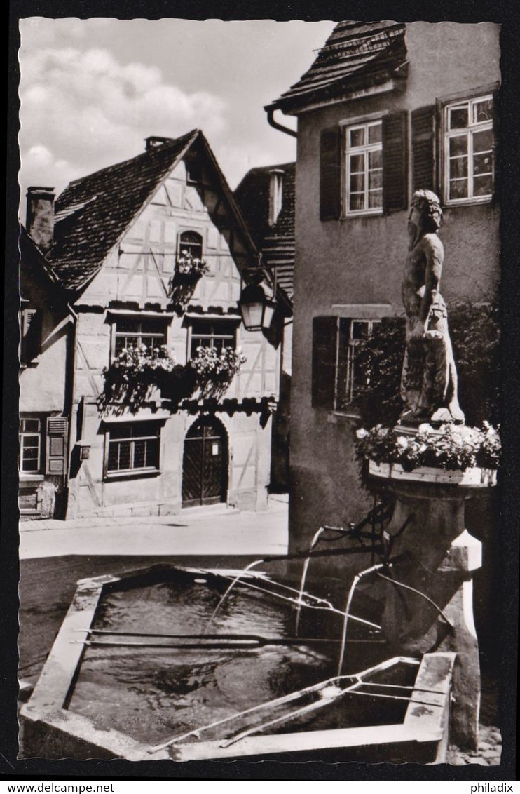 Germany Marbach Am Neckar Mit Wilder Mann Brunnen - Schiller`s Geburtshaus (AK-1-174) - Marbach