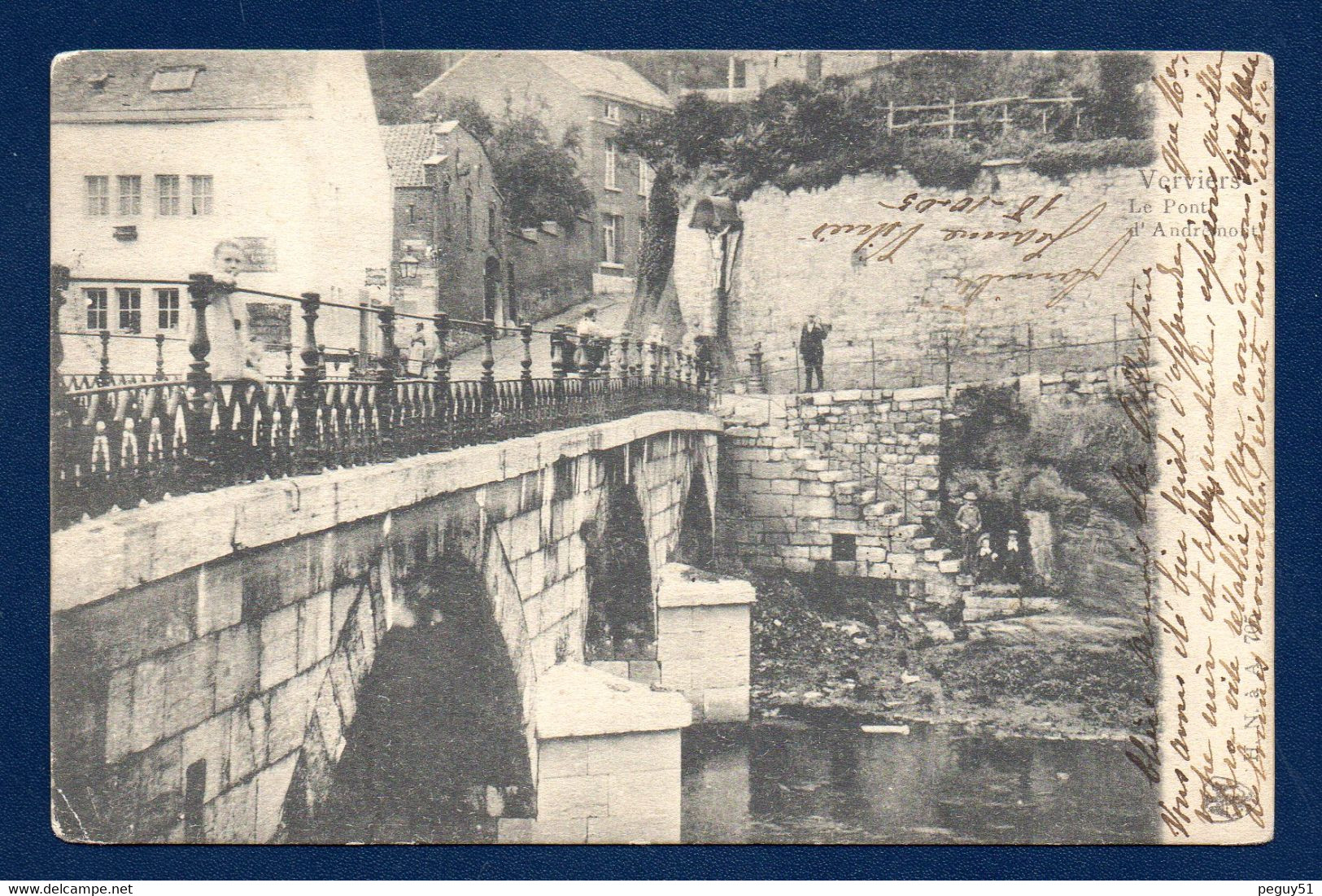 Verviers. Le Pont D'Andrémont Sur La Vesdre. ( Pont D'Andrimont Ou Pont D'Al Cutte Ou Pont Des Prostituées). 1905 - Verviers