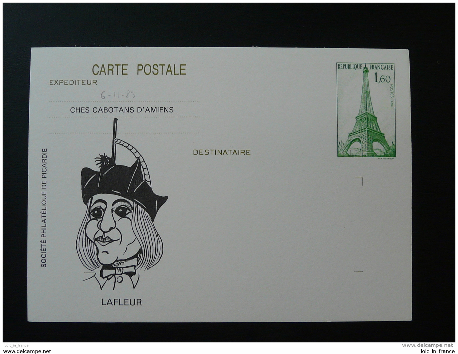 80 Somme Amiens Marionnette Puppet Cabotans Entier Postal Tour Eiffel Cheffer Stationery Card - Marionnettes