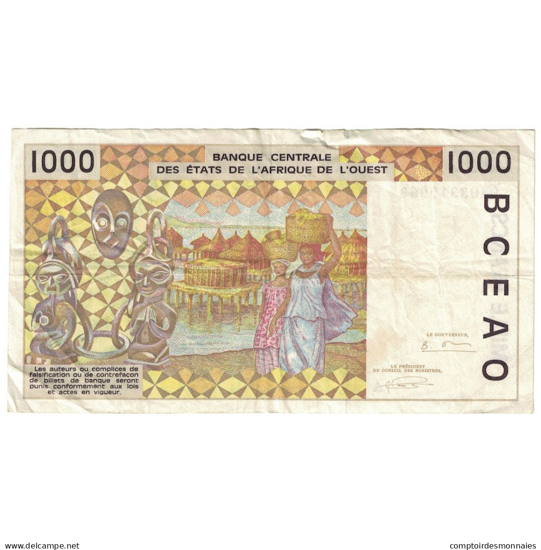 Billet, West African States, 1000 Francs, 1994, KM:111Ad, TTB - West African States