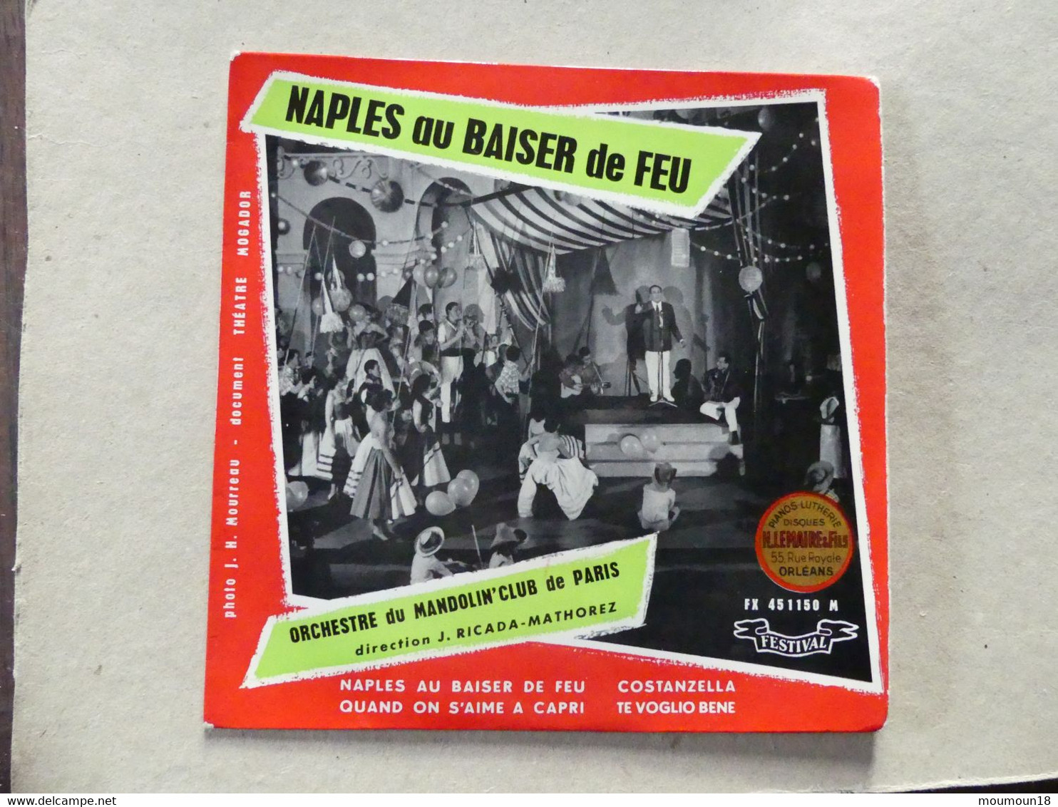 45 T Orchestre Du Mandolin Club De Paris Naples Au Baiser De Feu FX451150M - 45 T - Maxi-Single