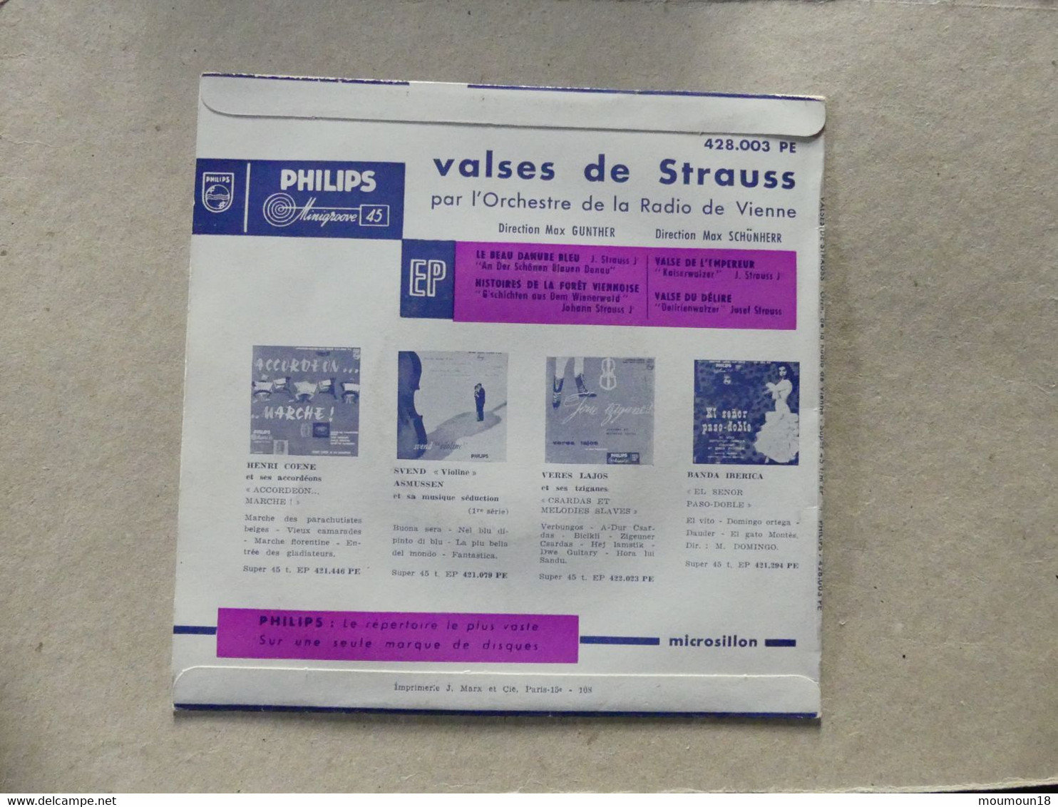 45 T Valses De Strauss Max Schonherr 428003PE Philips - 45 T - Maxi-Single