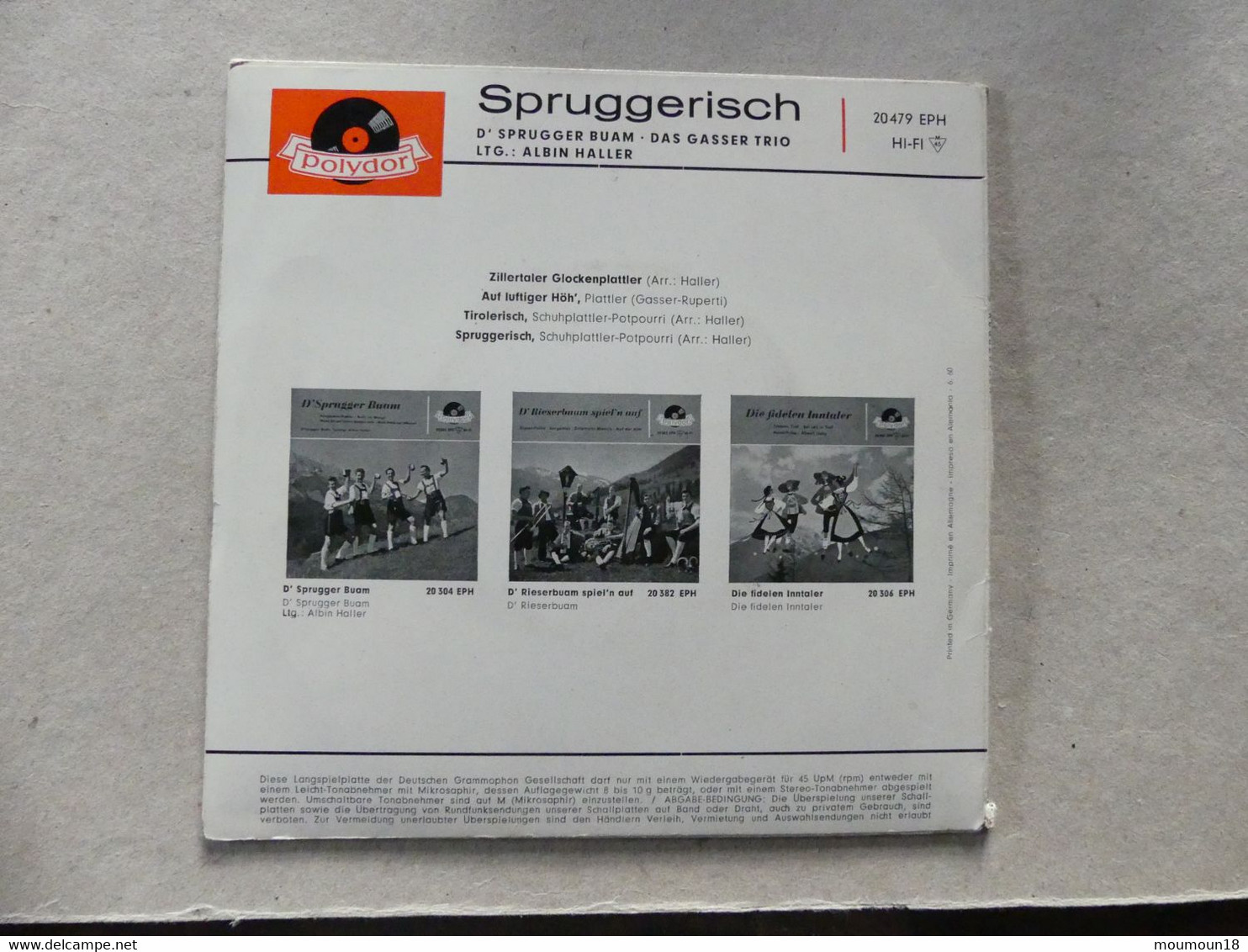 45 T Spruggerisch Das Gasser Trio 20479EPH Polydor - 45 T - Maxi-Single