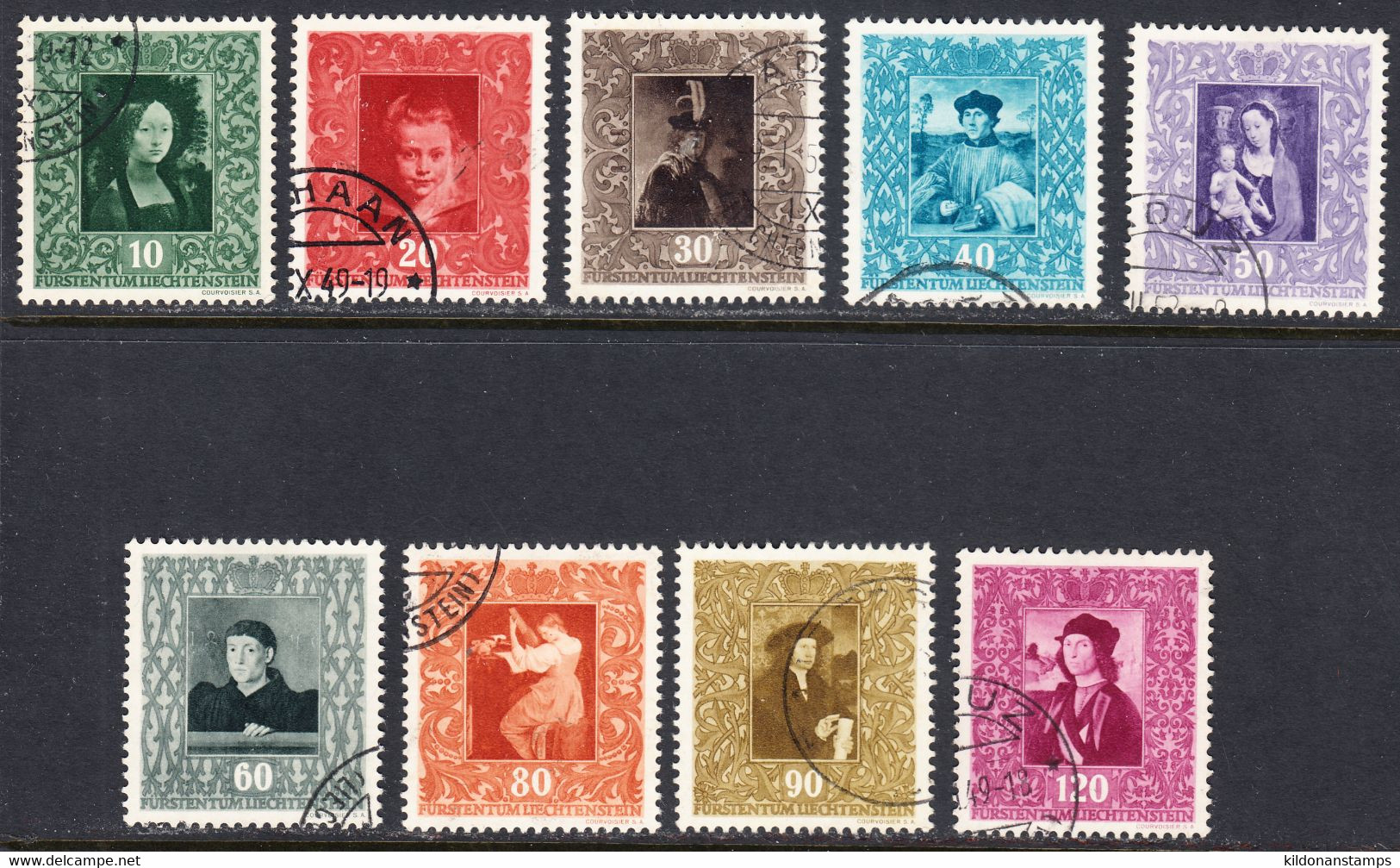 Liechtenstein 1949, Cancelled, Sc# 227-235, Yt 232-240, Zu 217-225 - Used Stamps