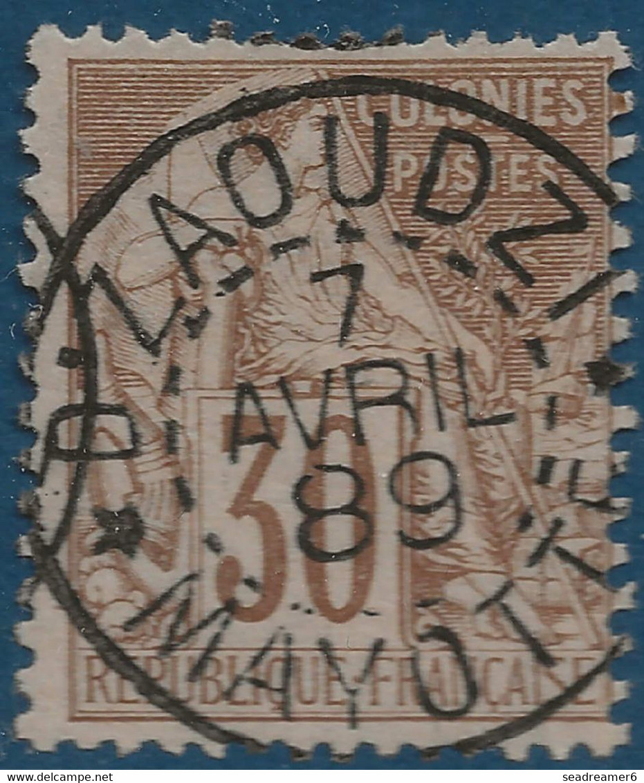 France Colonies Françaises Mayotte 1889 TP N°55 30c Brun Obl Dateur De DZAOUDZI / MAYOTTE Superbe - Oblitérés