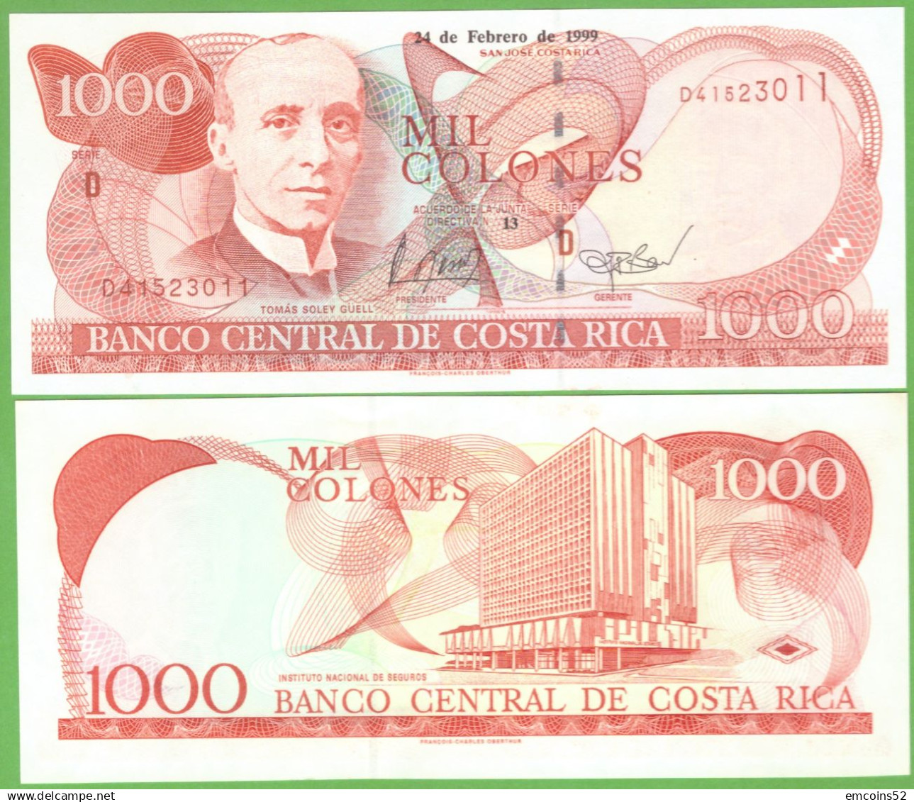 COSTA RICA 1000 COLONES 1999  P-264c  UNC - Costa Rica