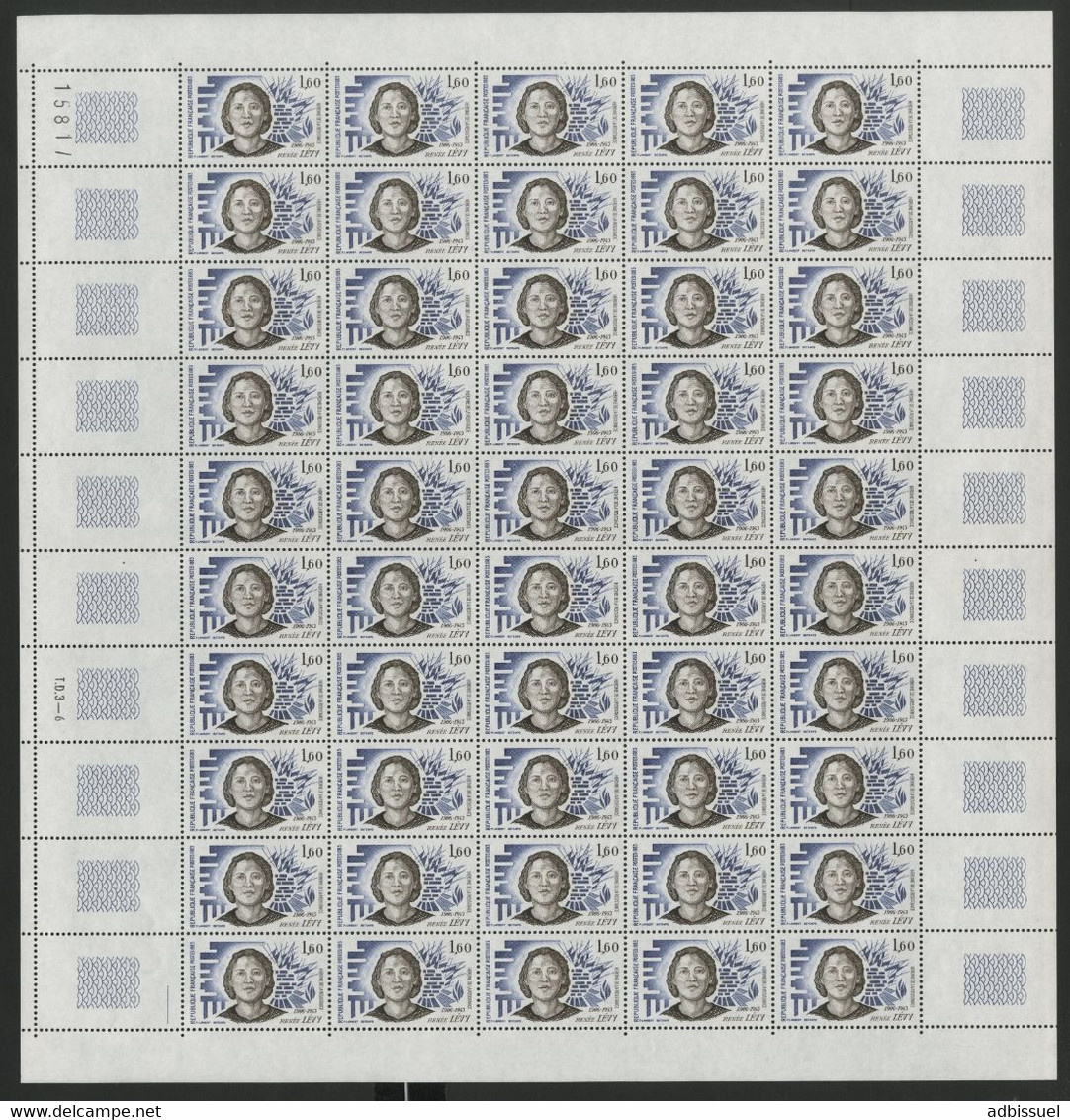 N° 2293  1,60 Fr Renée LEVY Feuille De 50 Ex. Vendue à La Valeur Faciale. ** MNH Cote 50 € - Feuilles Complètes