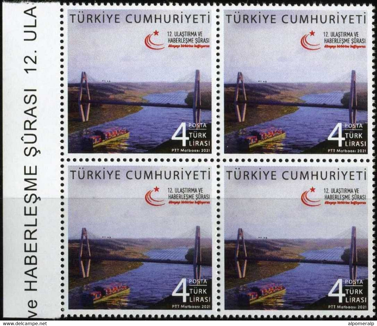 Türkiye 2021 Mi 4668-4671 MNH Transport And Communication Forum | Railway, Bridge, Aviation, Airport, Bridge, Ship, Flag - Ungebraucht