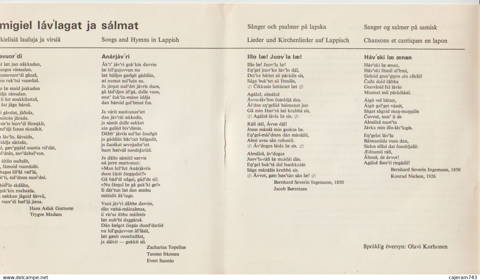 45T. MARIA VARSI. Chant En Langue Lapone Du Nord - Avec Livret Des Paroles En Lapons - Autres - Musique Néerlandaise