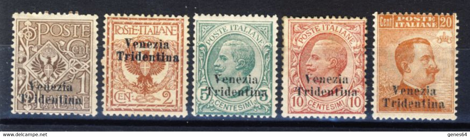 1918 - 5 Valori Della Serie Nuovi Con Gomma Integra MH* - Trento