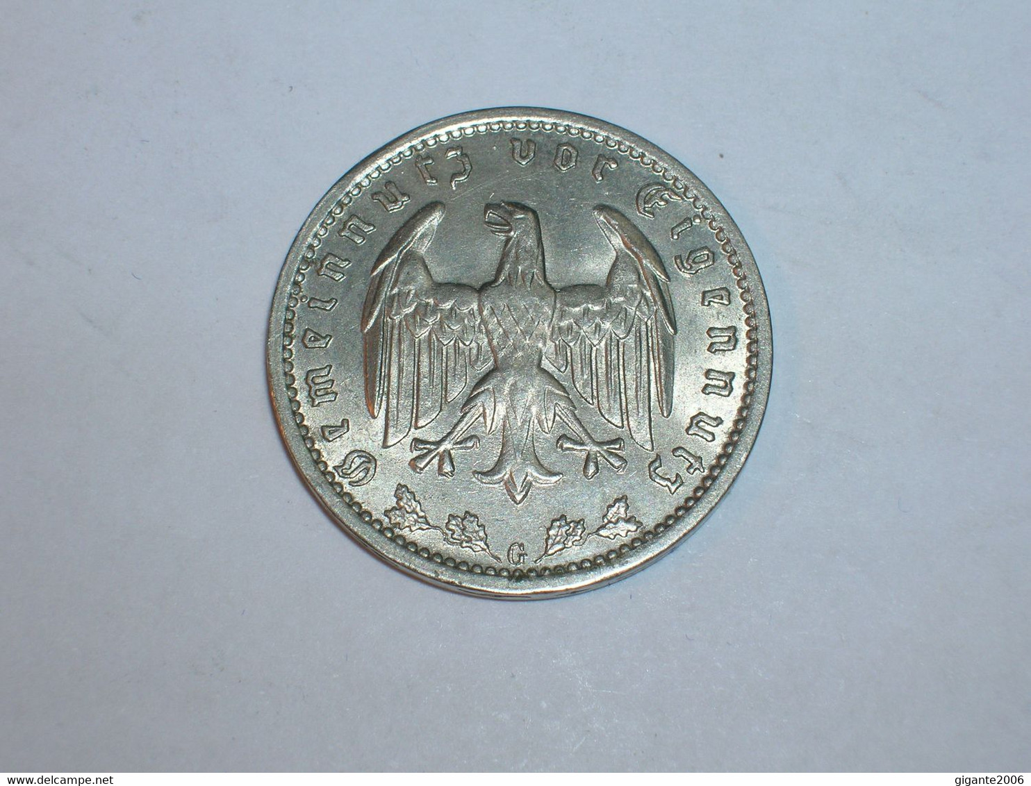 ALEMANIA. 1 Marco 1939 G (5371) Brillo Sin Circular Parcial - 1 Reichsmark