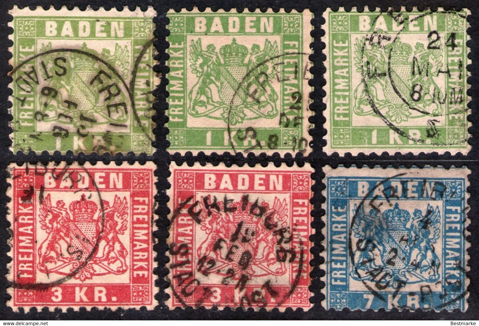 Lot 1193 - Freiburg In Baden Auf Nr. 23 Bis 25 - Stempelvarianten - Teils Geprüft BPP - Collezioni