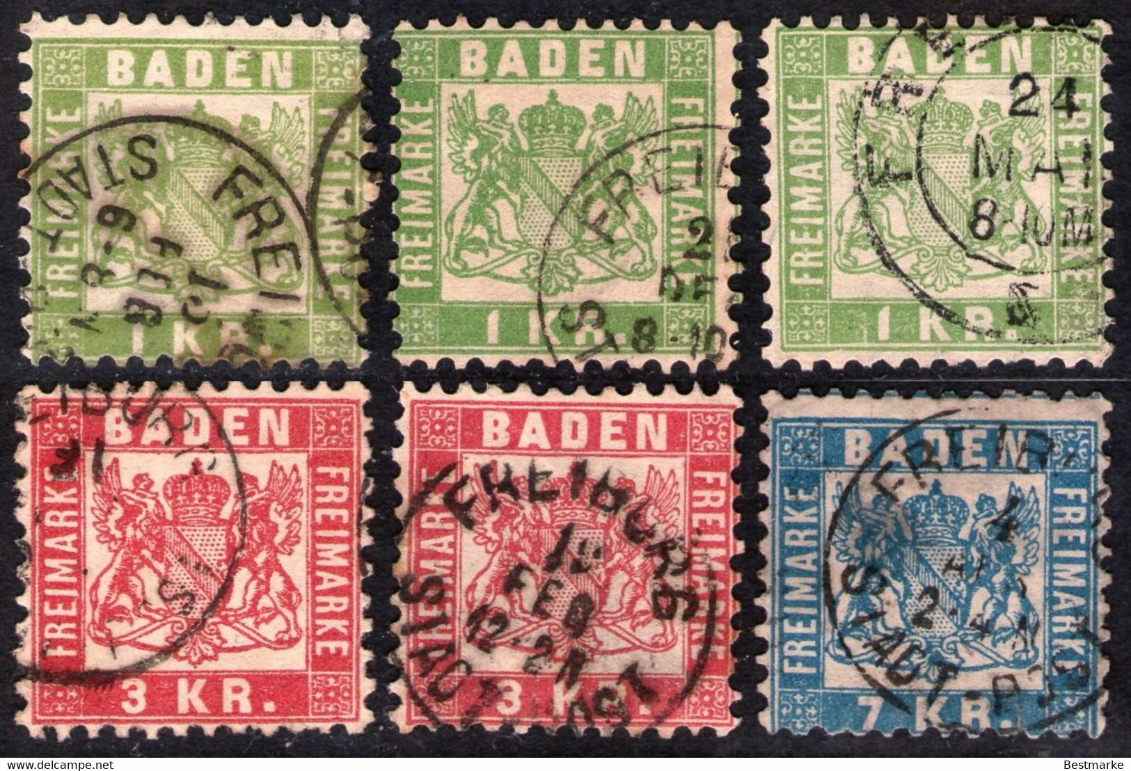 Lot 1193 - Freiburg In Baden Auf Nr. 23 Bis 25 - Stempelvarianten - Teils Geprüft BPP - Sammlungen