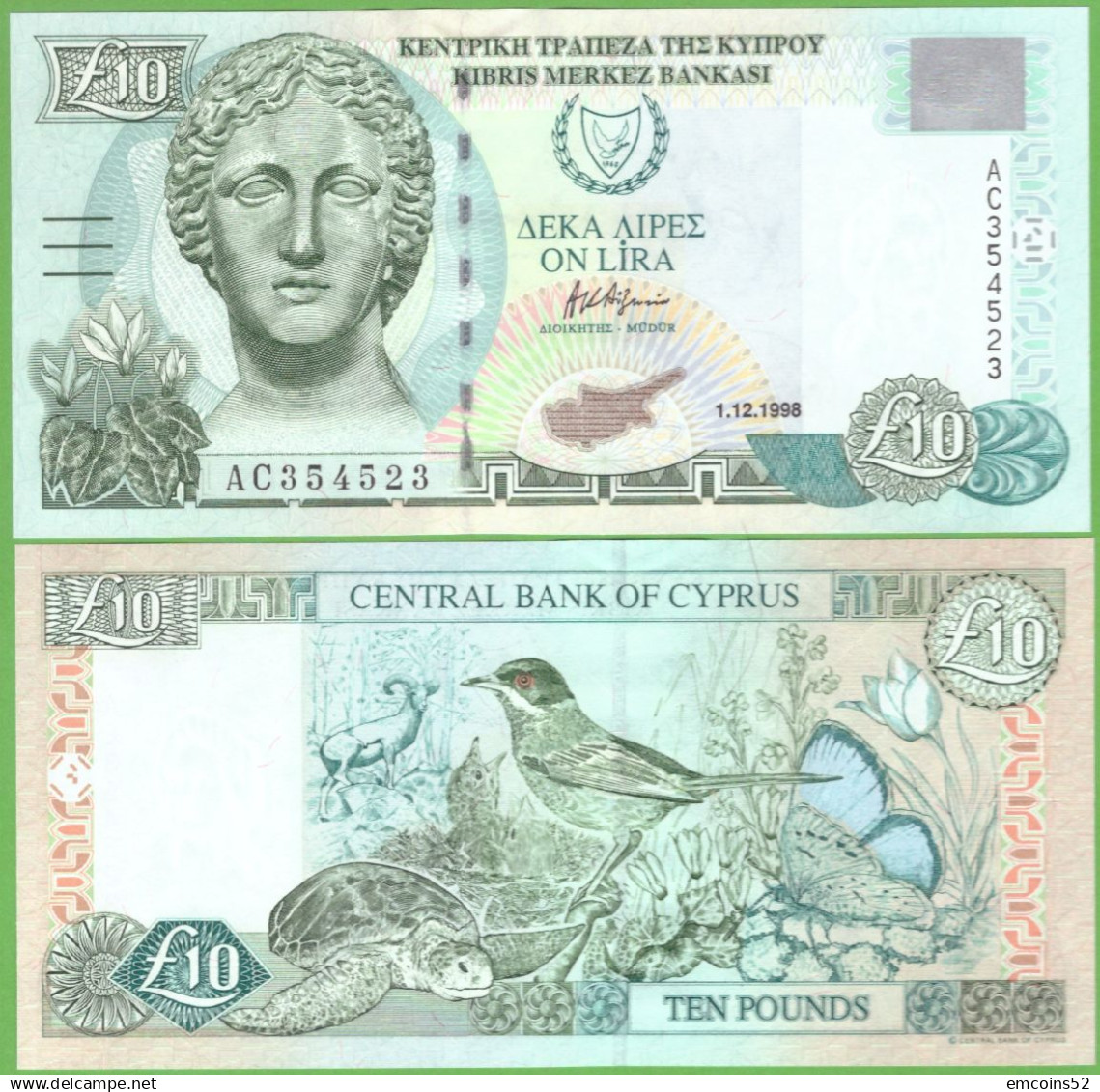 CYPRUS 10 POUND 1998  P-62b UNC - Cyprus