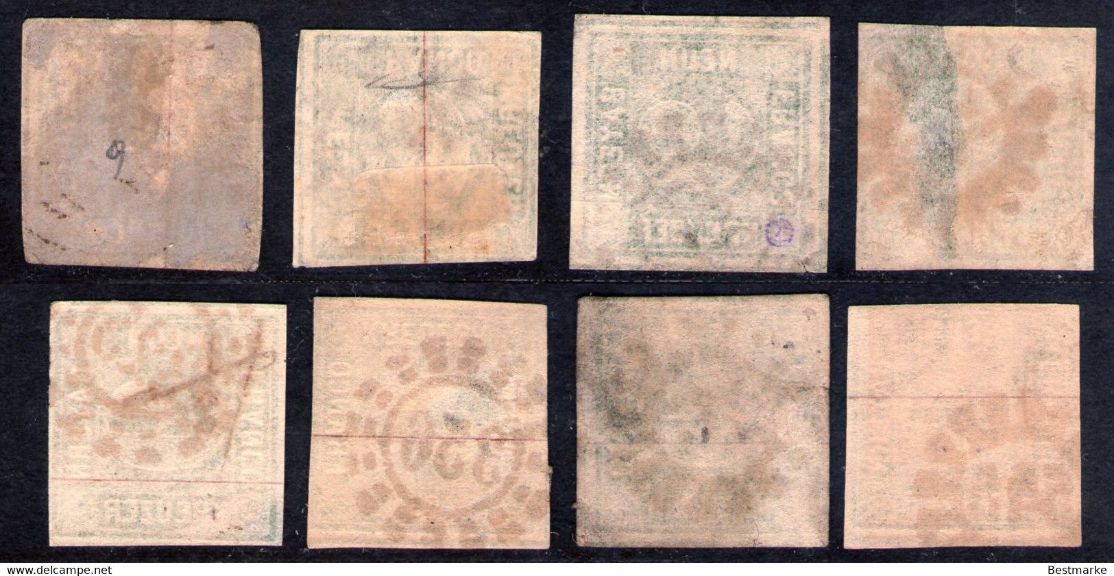 Bayern Lot 2220 - 8 Mal Nr. 5 - Stempel GMR Und OMR, Farben, Papiersorten, Breitrandige Stücke - Sammlungen