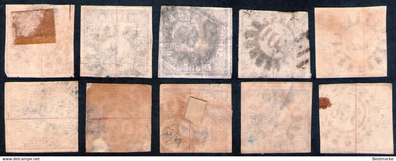 Bayern Lot 2461 - 10 Mal Nr. 4 - Stempel GMR Und OMR, Farben, Papiersorten, Breitrandige Stücke - Collezioni