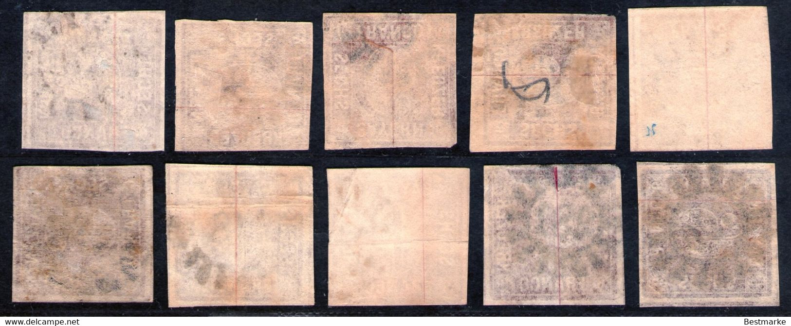 Bayern Lot 2470 - 10 Mal Nr. 4 - Stempel GMR Und OMR, Farben, Papiersorten, Breitrandige Stücke - Sammlungen