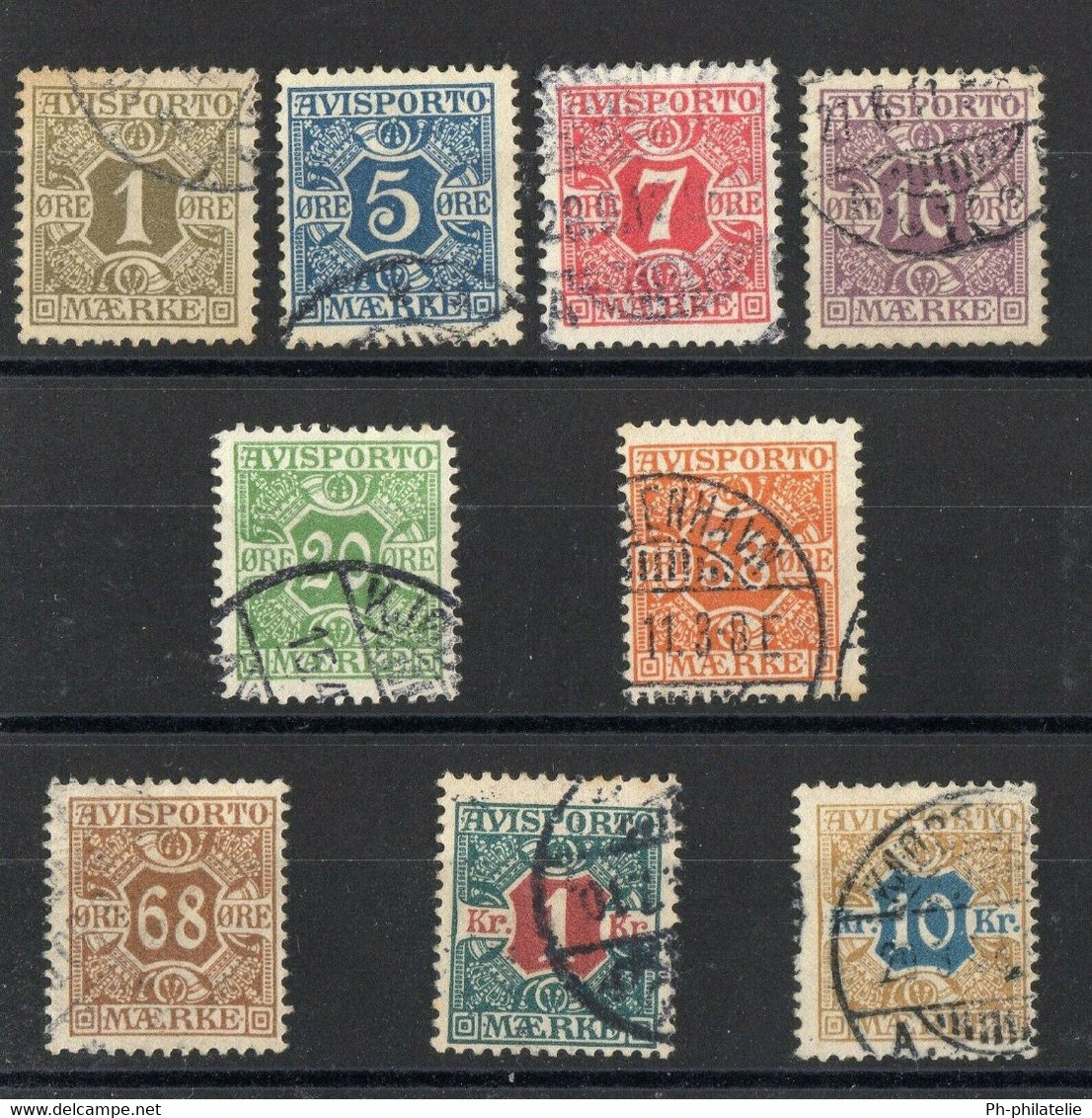 DANEMARK: SERIE COMPLETE DE 10 TIMBRES DE JOURNAUX OBLIT N°1/10 - Oblitérés