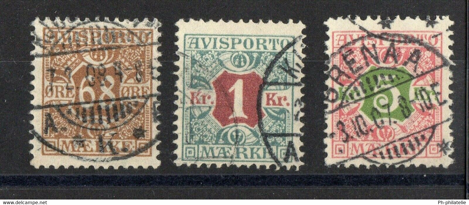 DANEMARK: SERIE COMPLETE DE 3 TIMBRES JOURNAUX OBLITERES N°7/9 - Used Stamps