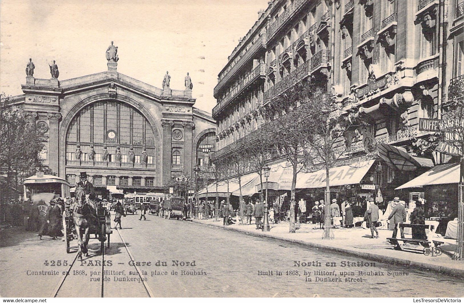 Paris -  Gare Du Nord - Place De Roubaix - Rue De Dunkerque - Rail De Tram -  Oblitéré En 1920 - Openbaar Vervoer