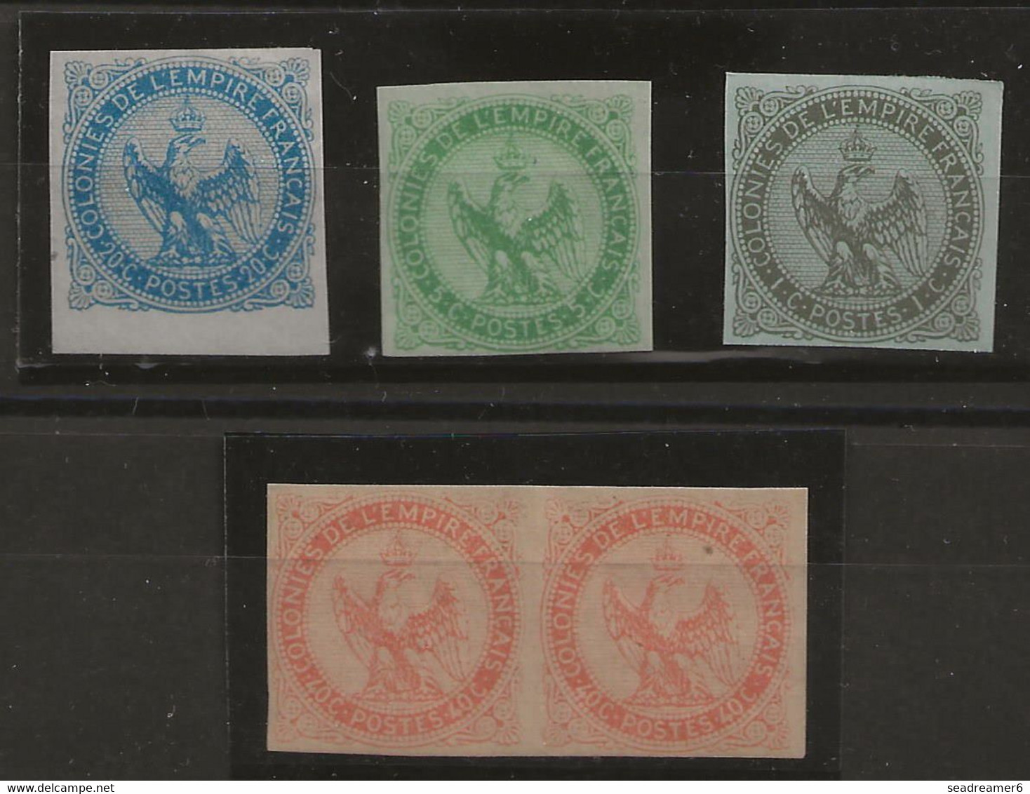 France Colonies Generales Lot Type Aigle Avec N°1**, 2*, 4* Et Paire N°5* Tous Très Frais - Aigle Impérial