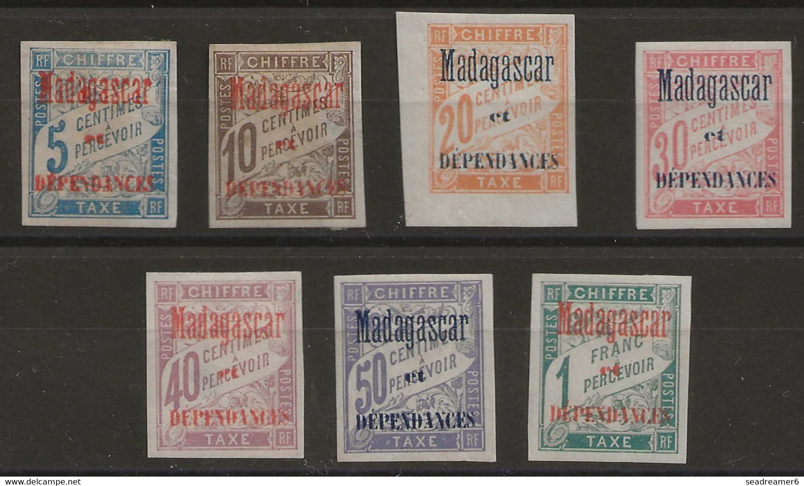 FRANCE Colonies Madagascar Série TAXE N°1 à 7 * Tres Frais Et Superbes SIGNES : MIRO & CARION - Timbres-taxe