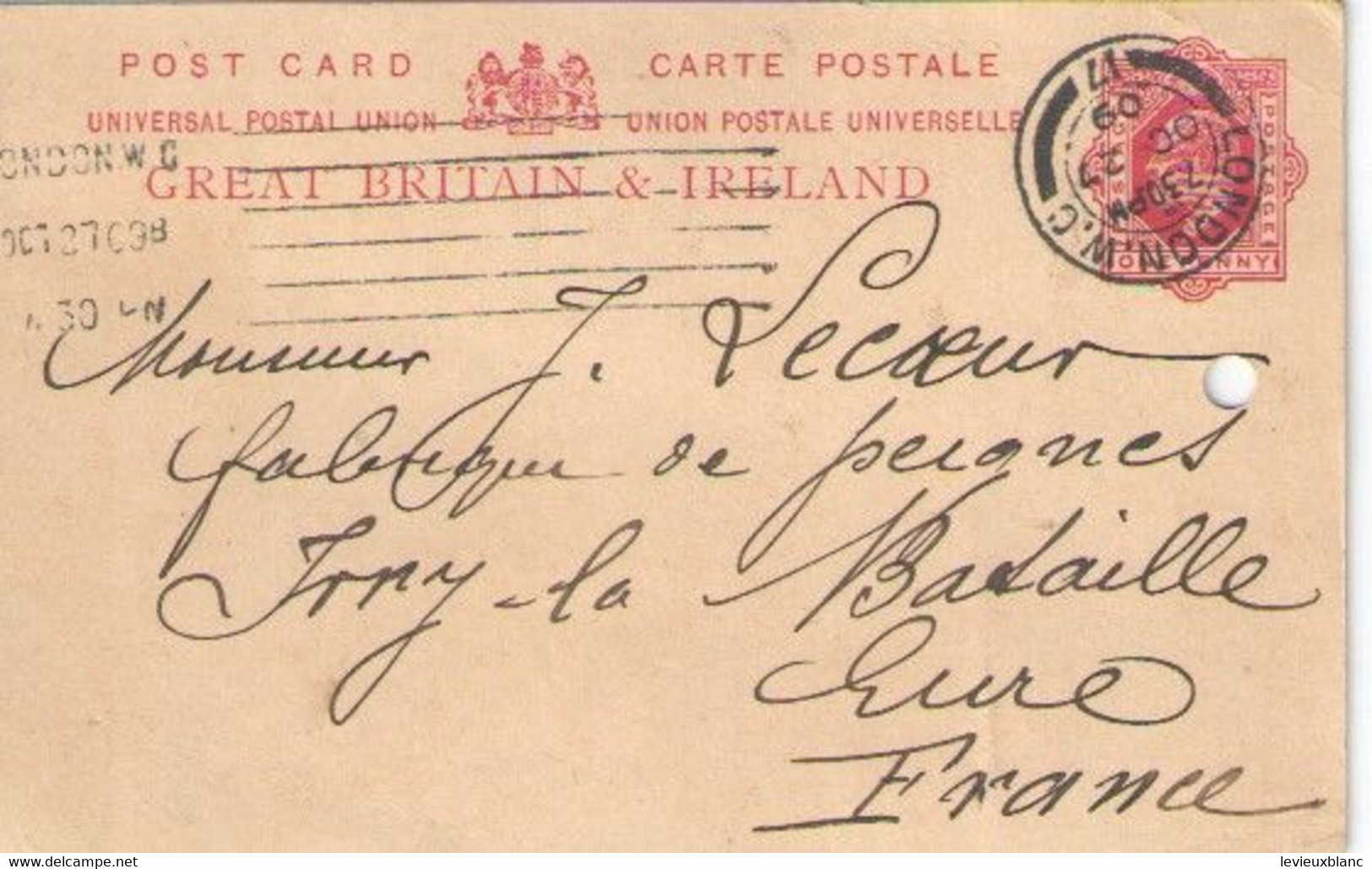 GREAT BRITAIN & IRELAND/Vente D'Ivoire/LONDON/Joseph LECOEUR/Fabricant Peignes Ivoire/Ivry La Bataille/Eure/1909 FACT551 - Ver. Königreich