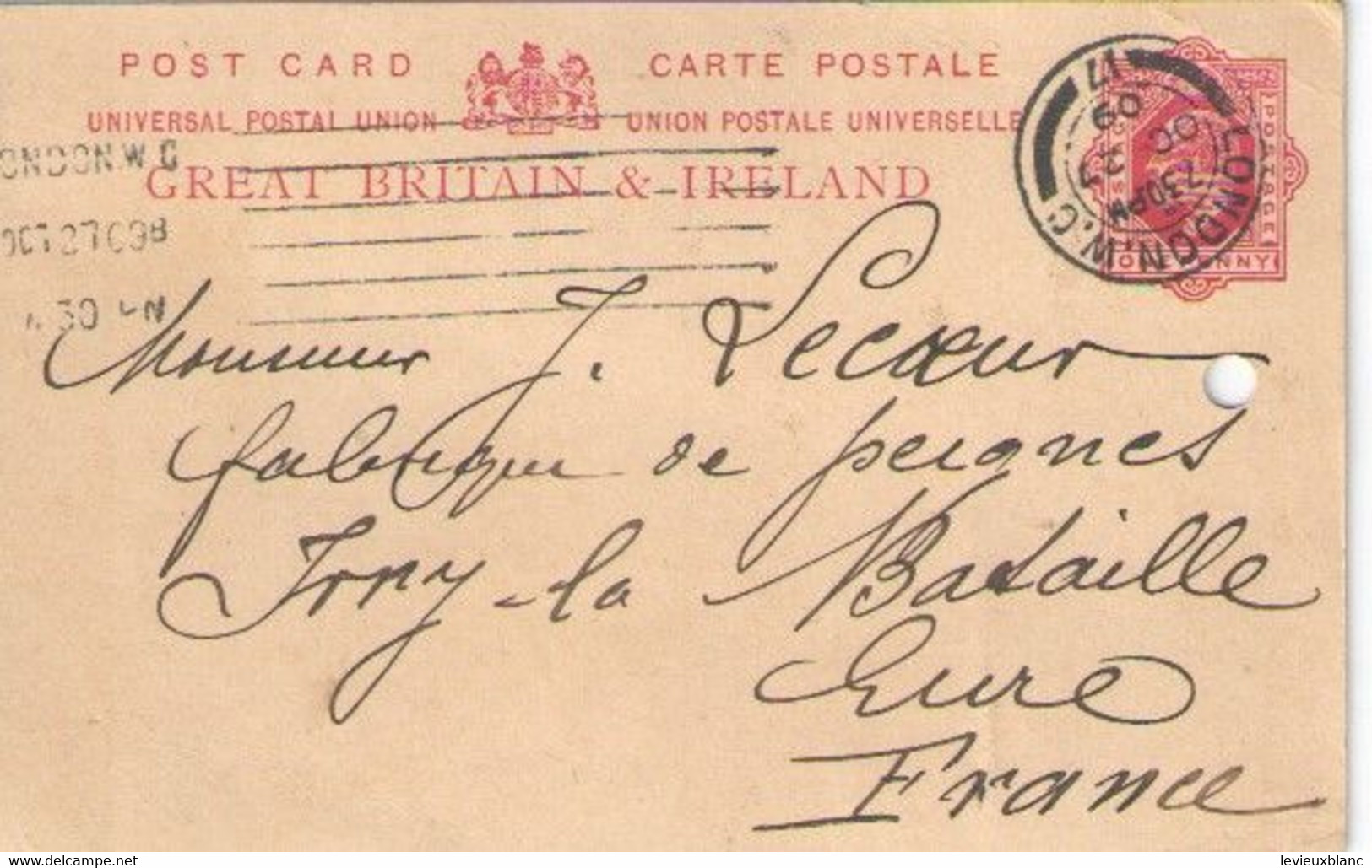 GREAT BRITAIN & IRELAND/Vente D'Ivoire/LONDON/Joseph LECOEUR/Fabricant Peignes Ivoire/Ivry La Bataille/Eure/1909 FACT551 - Reino Unido