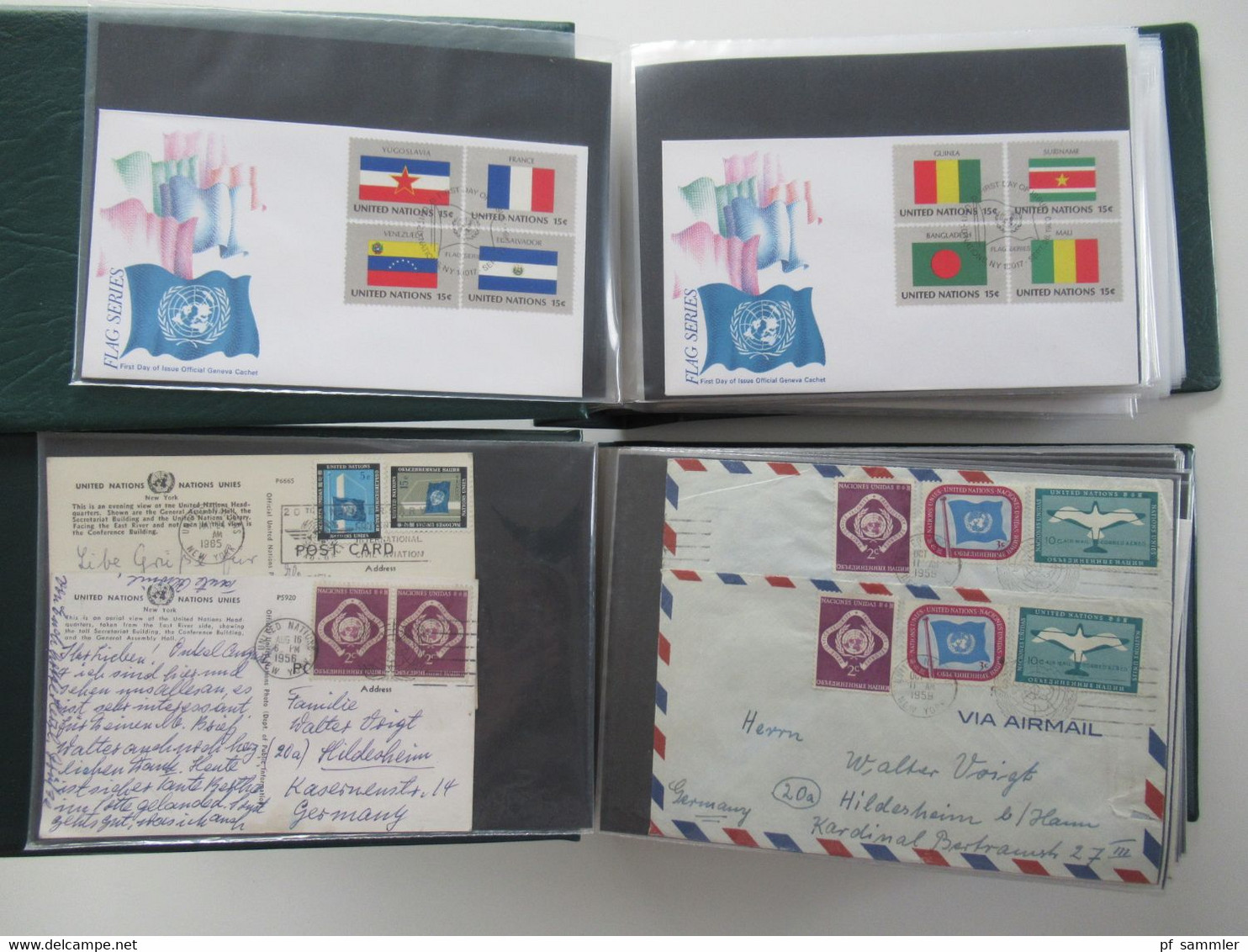 UN / UNO New York 1956 - 1984 Belege / FDC / Maximumkarten (MK) / Sonderbelege insgesamt 196 Stück! in 2 Briefalben