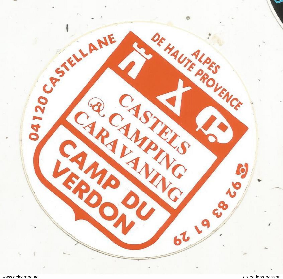 Autocollant , CASTELS & CAMPING , Caravaning , CAMP DU VERDON ,04, CASTELLANE - Stickers