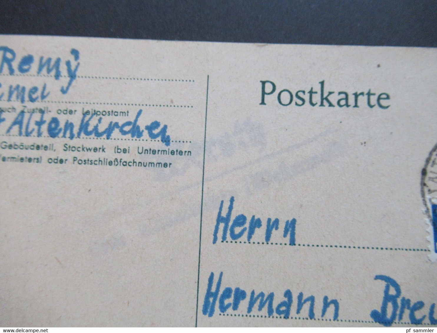 Französische Zone Rheinland Pfalz 4.9.1949 GA P2 Mit Notopfer Und L2 Landpoststempel / Tagesstempel Altenkirchen - Renania-Palatinato