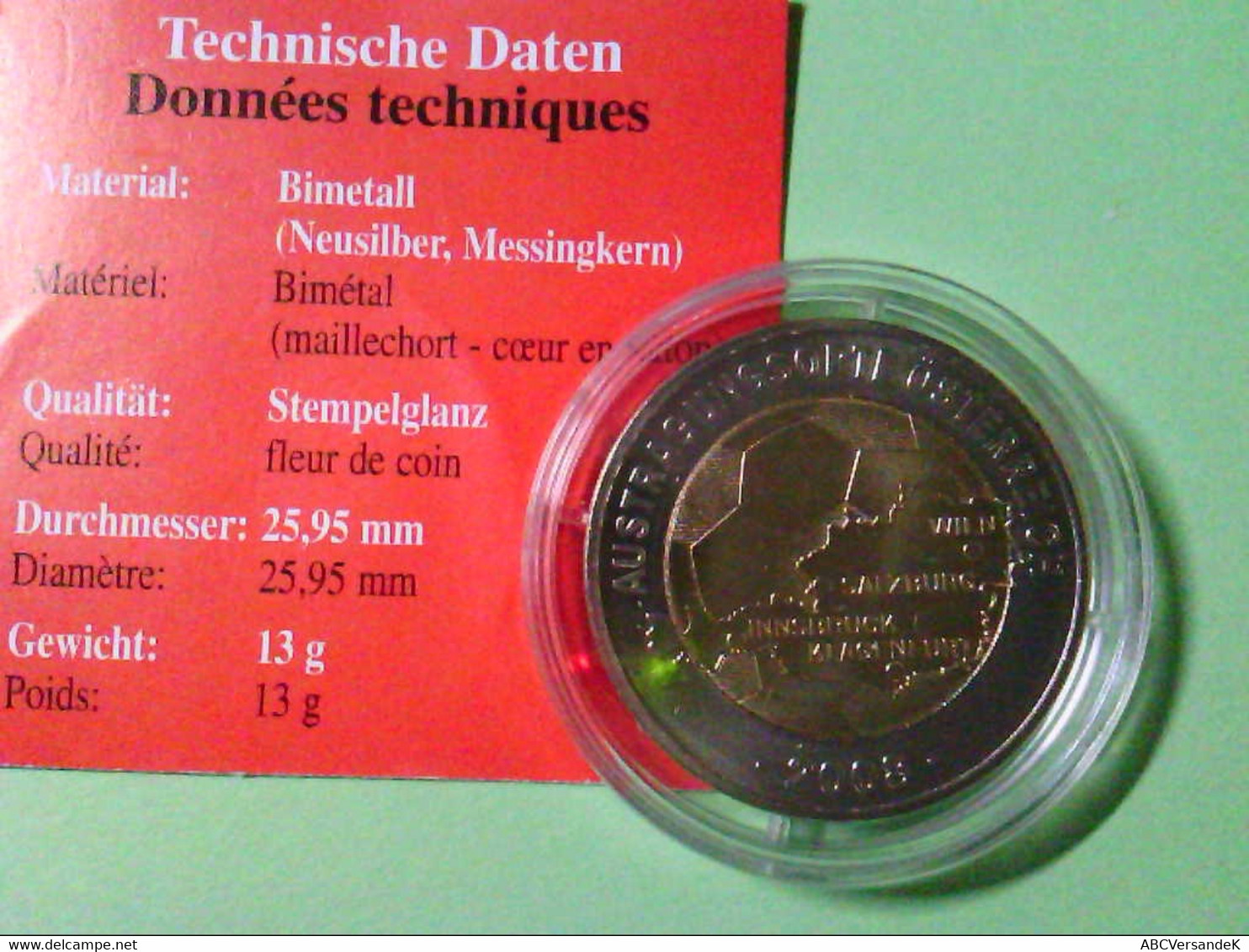 EM 2008, Münze, Schweiz - Österreich, Austragungsorte Österreich 2008, Bimetall. - Numismática