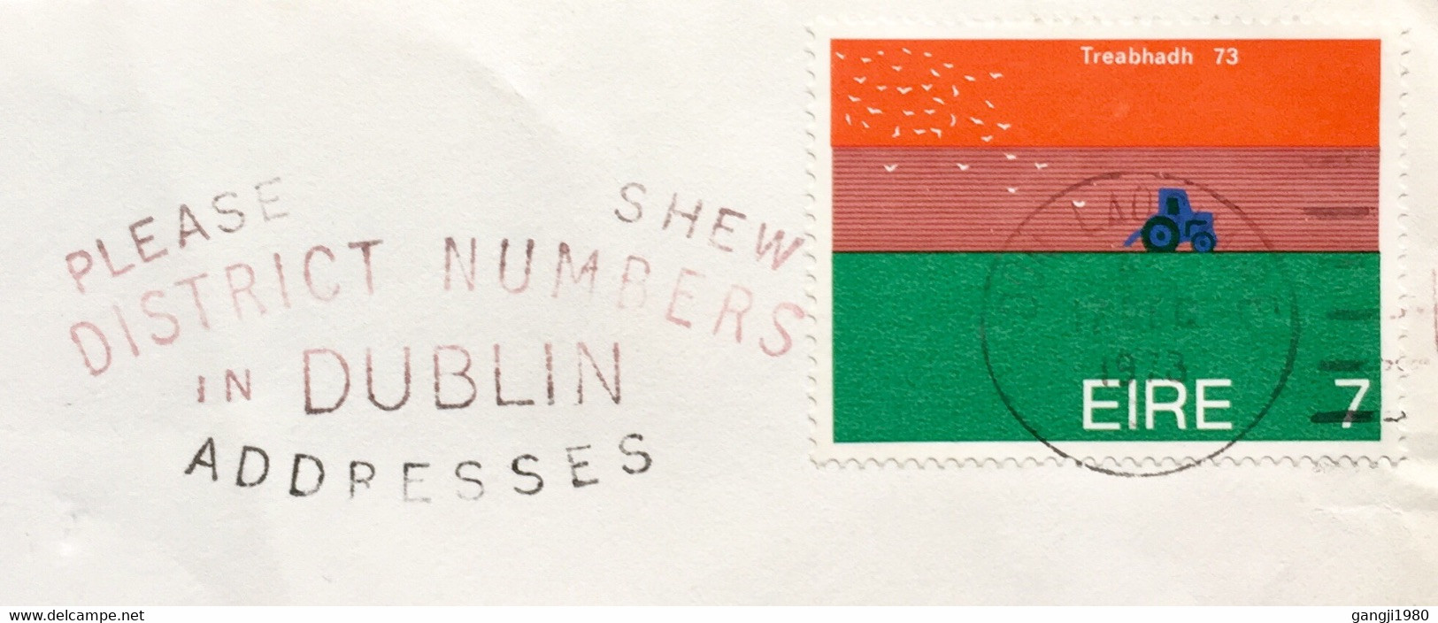 IRELAND 1973,POSTAL STATIONARY COVER, USED TO GERMANY, COLOUR SLOGAN, PLEASE SHEW DISTRICT NUMBER IN DUBLIN ADDRESSES - Postal Stationery