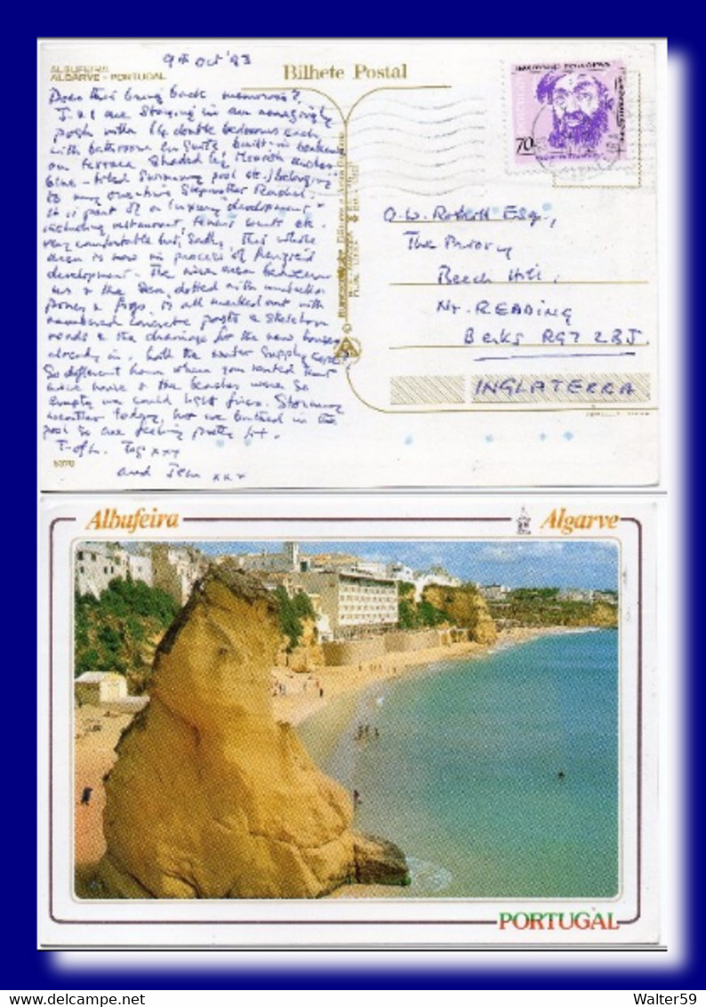 1993 Portugal Postcard Albufeira Posted To England - Cartas & Documentos