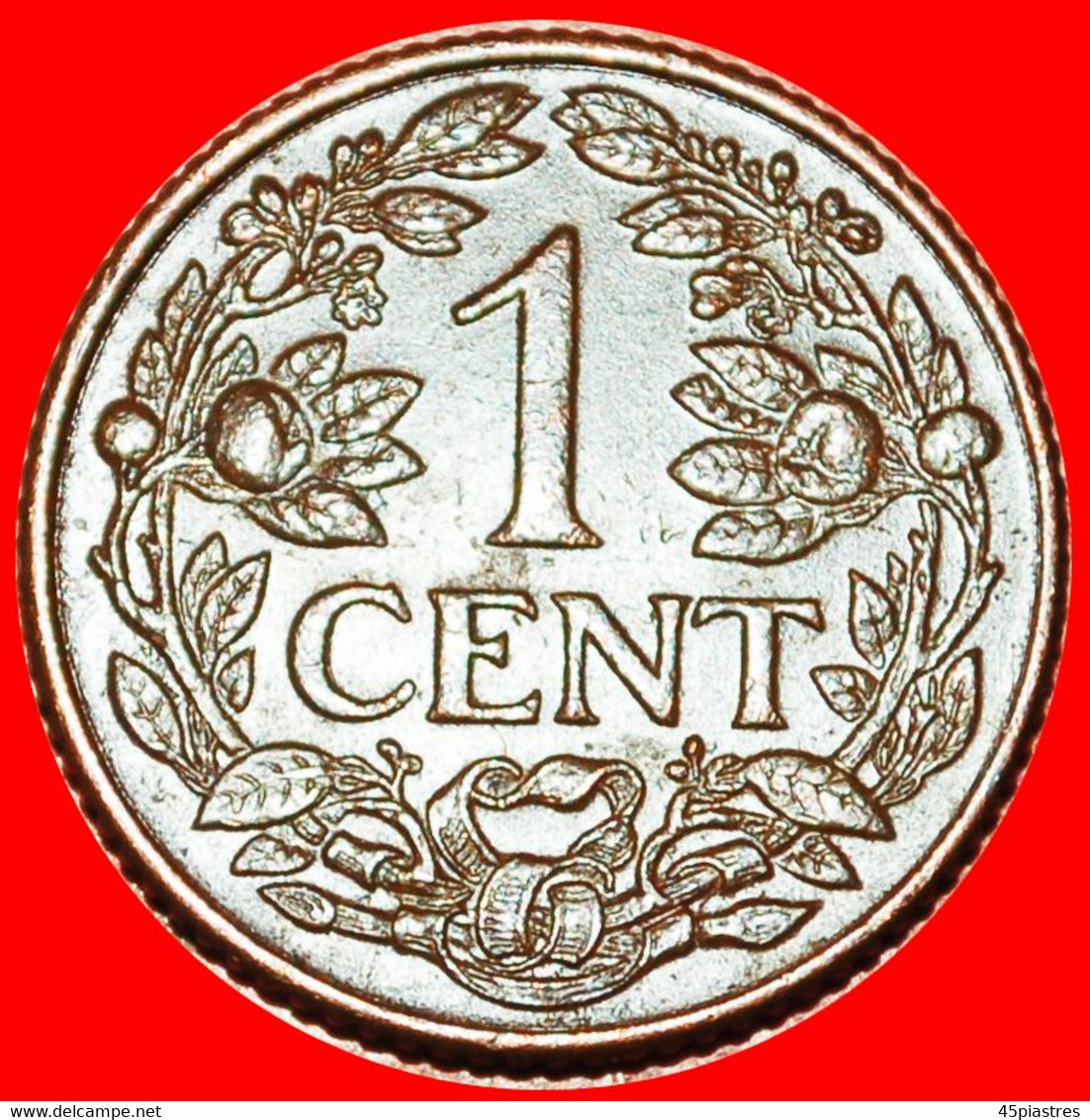 * USA (1944-1947): CURACAO ★ 1 CENT 1944D! WILHELMINA (1890-1948) DISCOVERY COIN!★ LOW START★ NO RESERVE! - Curacao