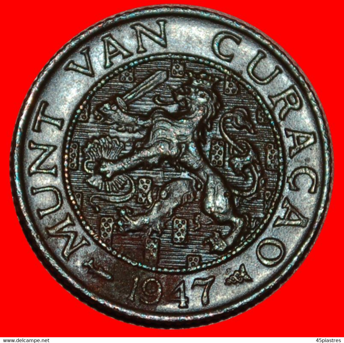 * NETHERLANDS (1944-1947): CURACAO ★ 1 CENT 1947! WILHELMINA (1890-1948) DISCOVERY COIN! ★ LOW START★ NO RESERVE! - Curacao