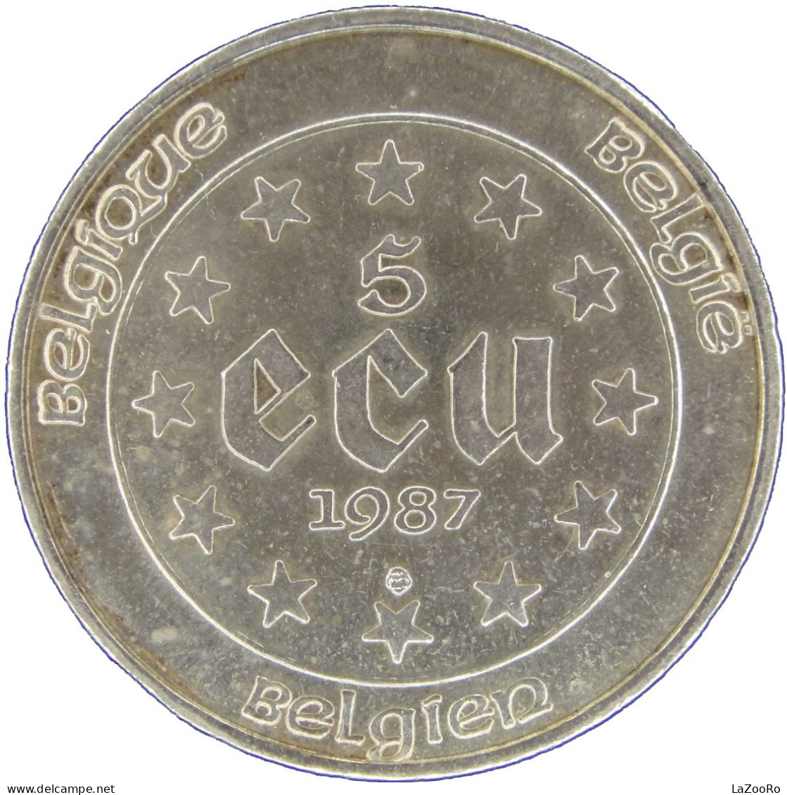 LaZooRo: Belgium 5 Ecu 1987 UNC - Silver - Ecu