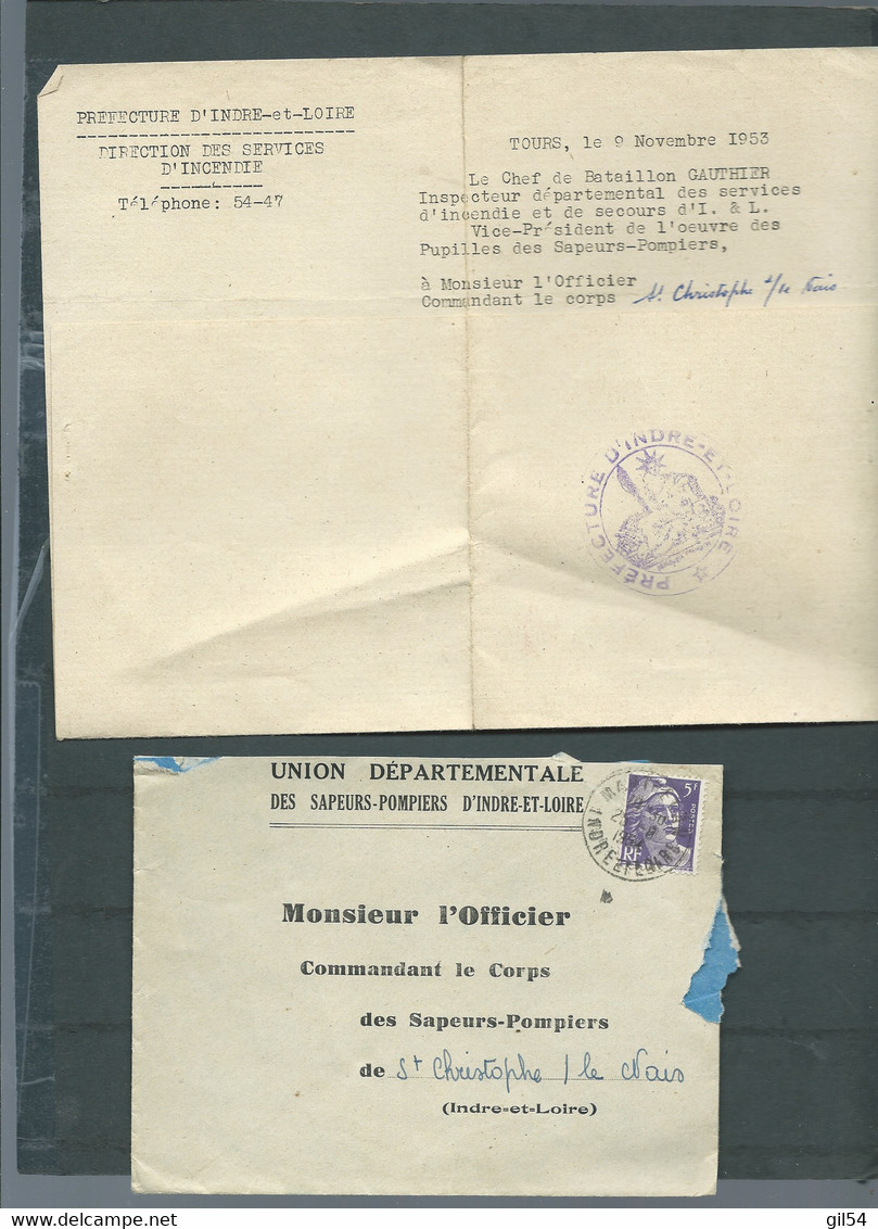 "lot De Nouvel An" Extrait D'une Archive D'1 Pompier De Saint Christophe /nai, Gandon , Taxes Divers  Bb175 - 1945-54 Marianne Of Gandon